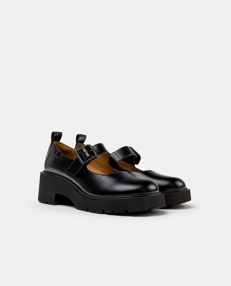 Bailarinas de mujer milah de piel con tacón - Camper - Negro Negro-3