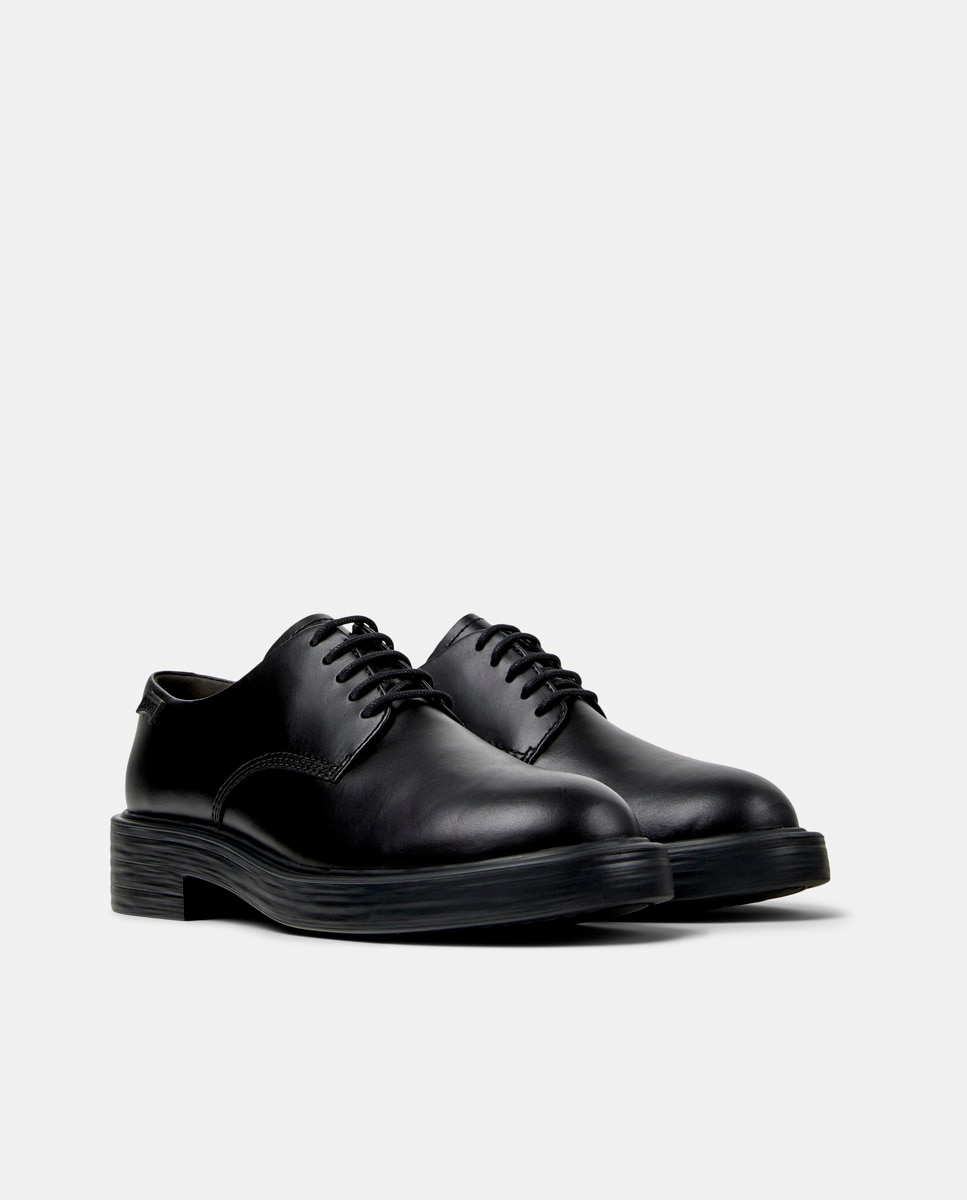 Zapatos de cordones de mujer dean lisos de piel - Camper - Negro Negro-3