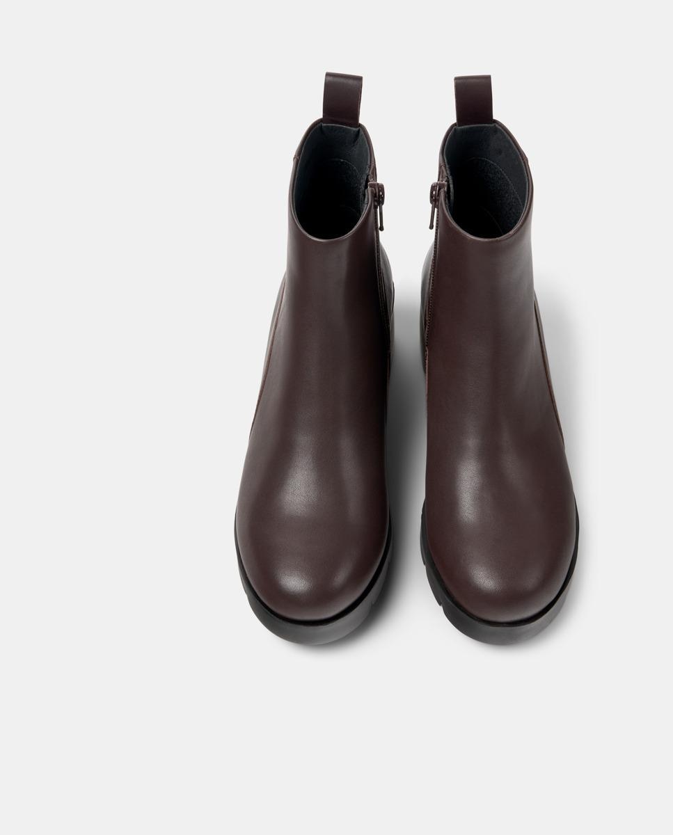 Botines de mujer wanda de tacón con cremallera - Camper - Marrón oscuro Marrón oscuro-3