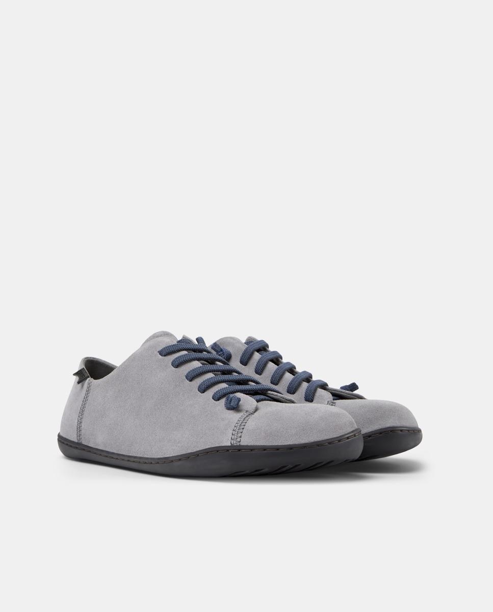 Zapatillas de piel de hombre peu cami lisas con cordones - Camper - Gris Gris-5