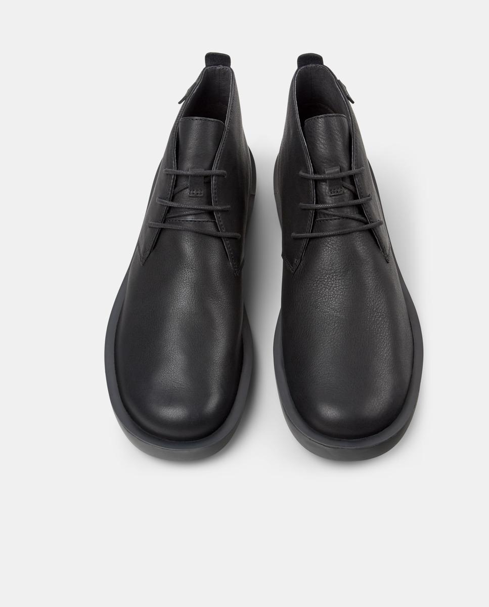 Botines piel de hombre wagon con cordones - Camper - Negro Negro-3