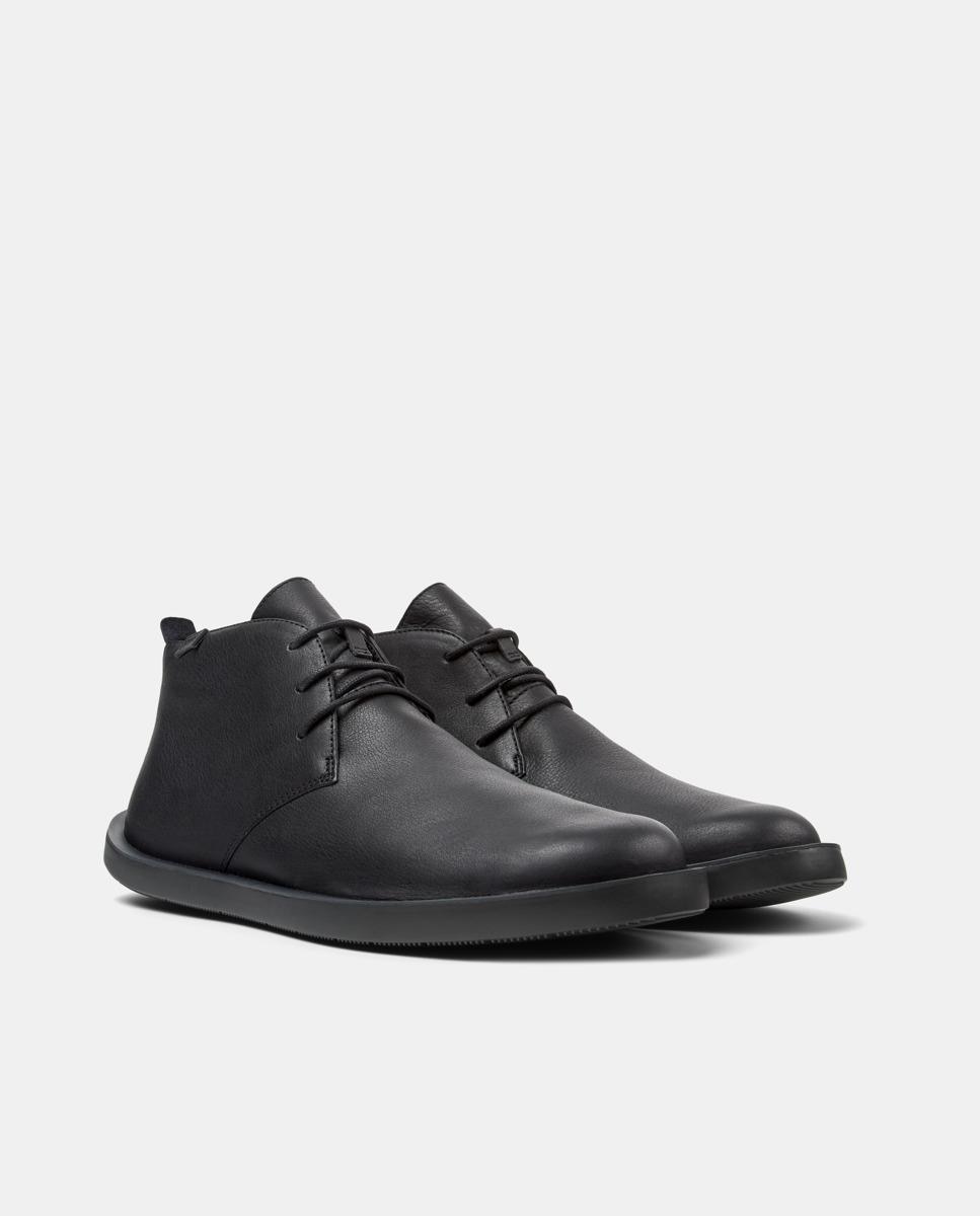 Botines piel de hombre wagon con cordones - Camper - Negro Negro-5