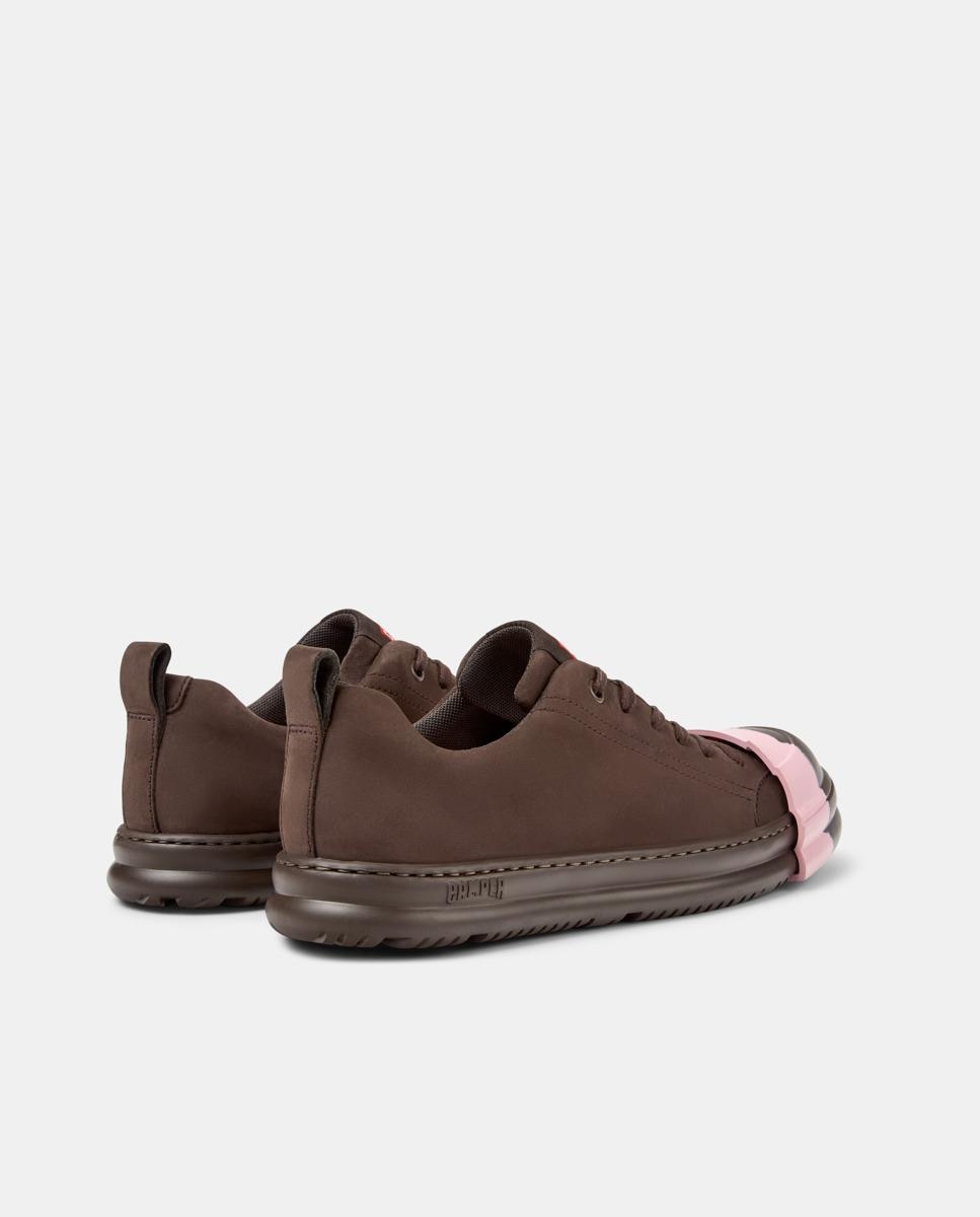 Zapatillas de piel de mujer junction runner lisas con cordones - Camper - Marrón Marrón-2