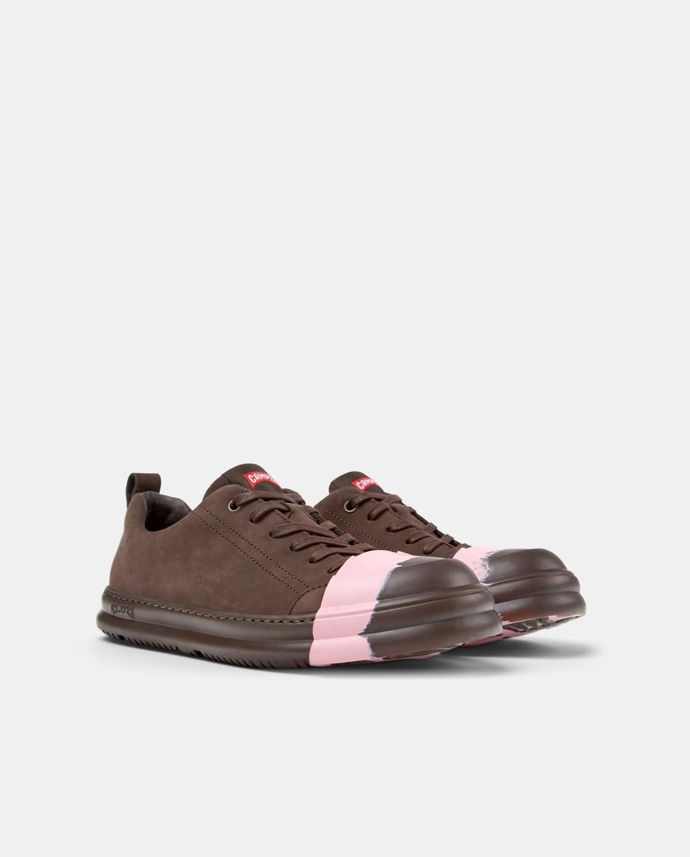 Zapatillas de piel de mujer junction runner lisas con cordones - Camper - Marrón Marrón-5