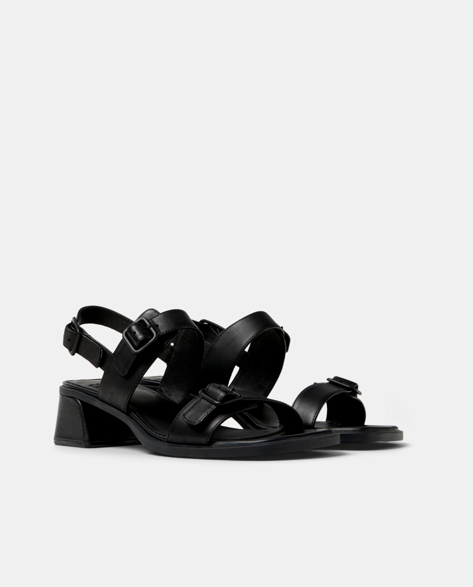 Sandalias de tacón de mujer kora de piel - Camper - Negro Negro-3