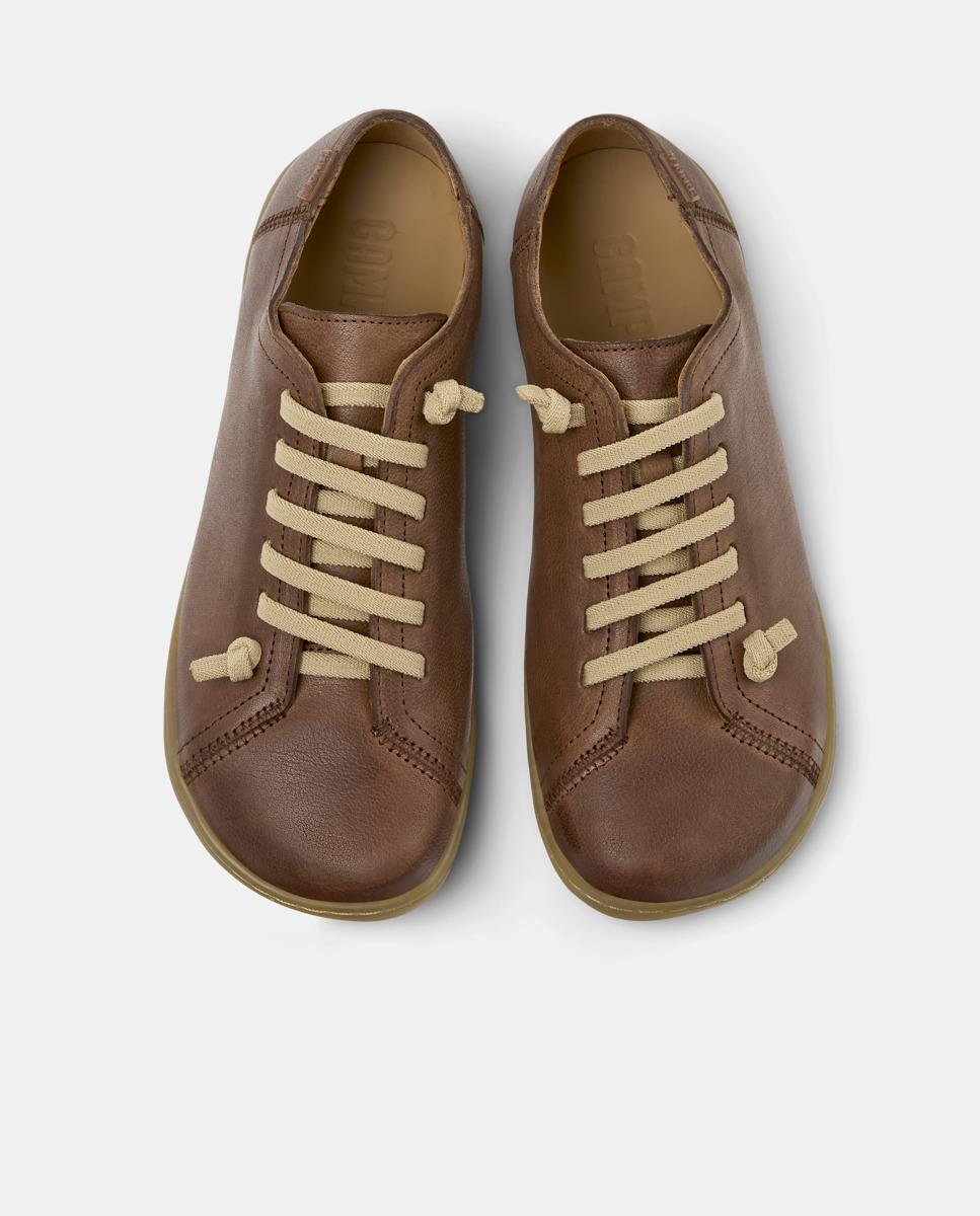 Zapatillas de piel de mujer Peu Cami con cordones - Camper - Marrón Marrón-3