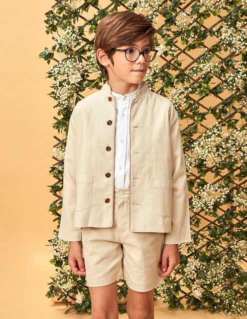 Imagen 0 de Chaqueta de niño de lino con cuello mao