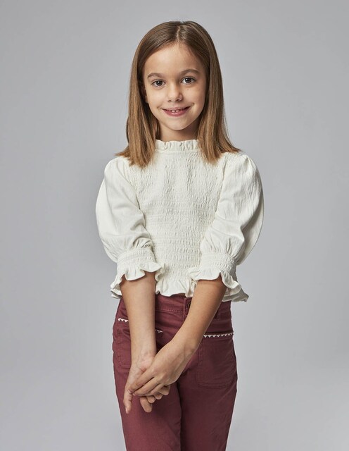 Imagen 0 de Camiseta de niña lisa con smock