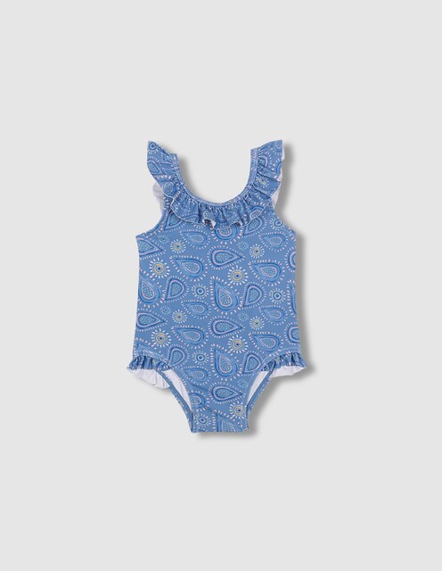 Imagen 0 de Bañador de bebé niña estampado con volantes