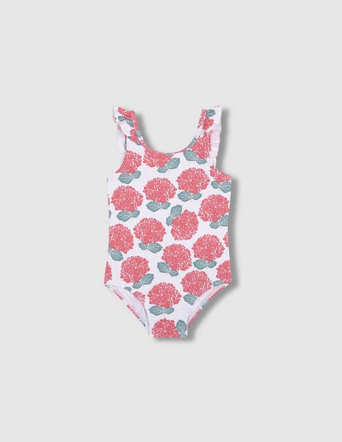 Imagen 0 de Bañador de bebé niña de hortensias con volantes