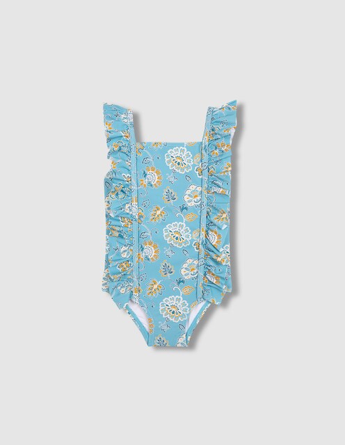 Imagen 0 de Bañador de bebé niña con estampado floral y volantes