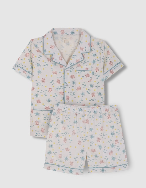 Imagen 0 de Pijama de niño corto con estampado de tortugas y peces