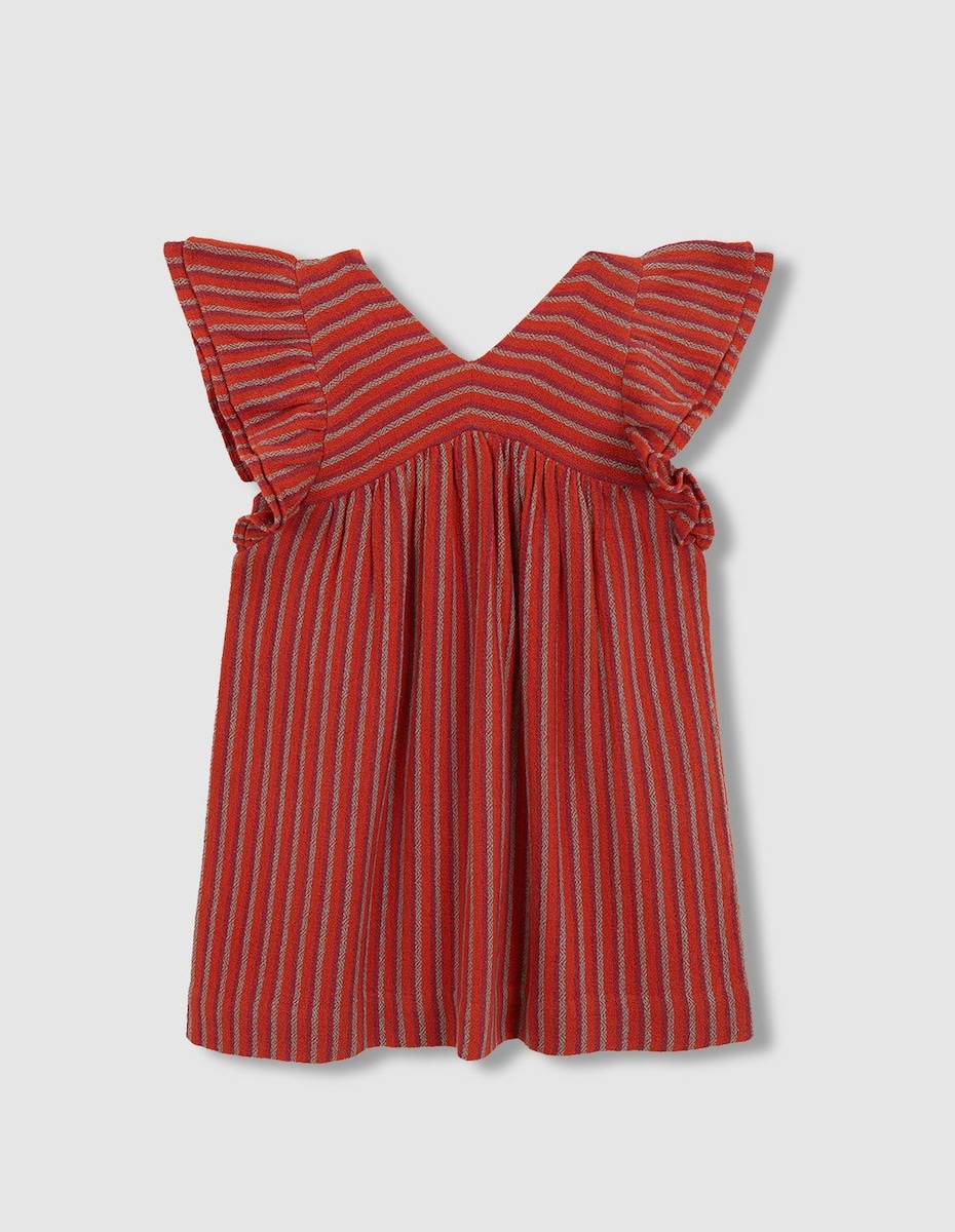 Vestido Niña Gocco Rayas Verdes Slub - Moda Infantil Primavera-Verano