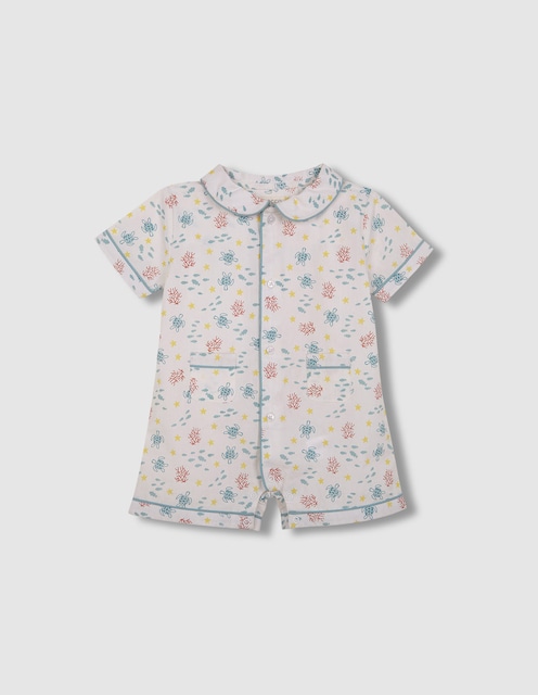 Imagen 0 de Pijama de bebé niño corto con estampado de tortuguitas y peces