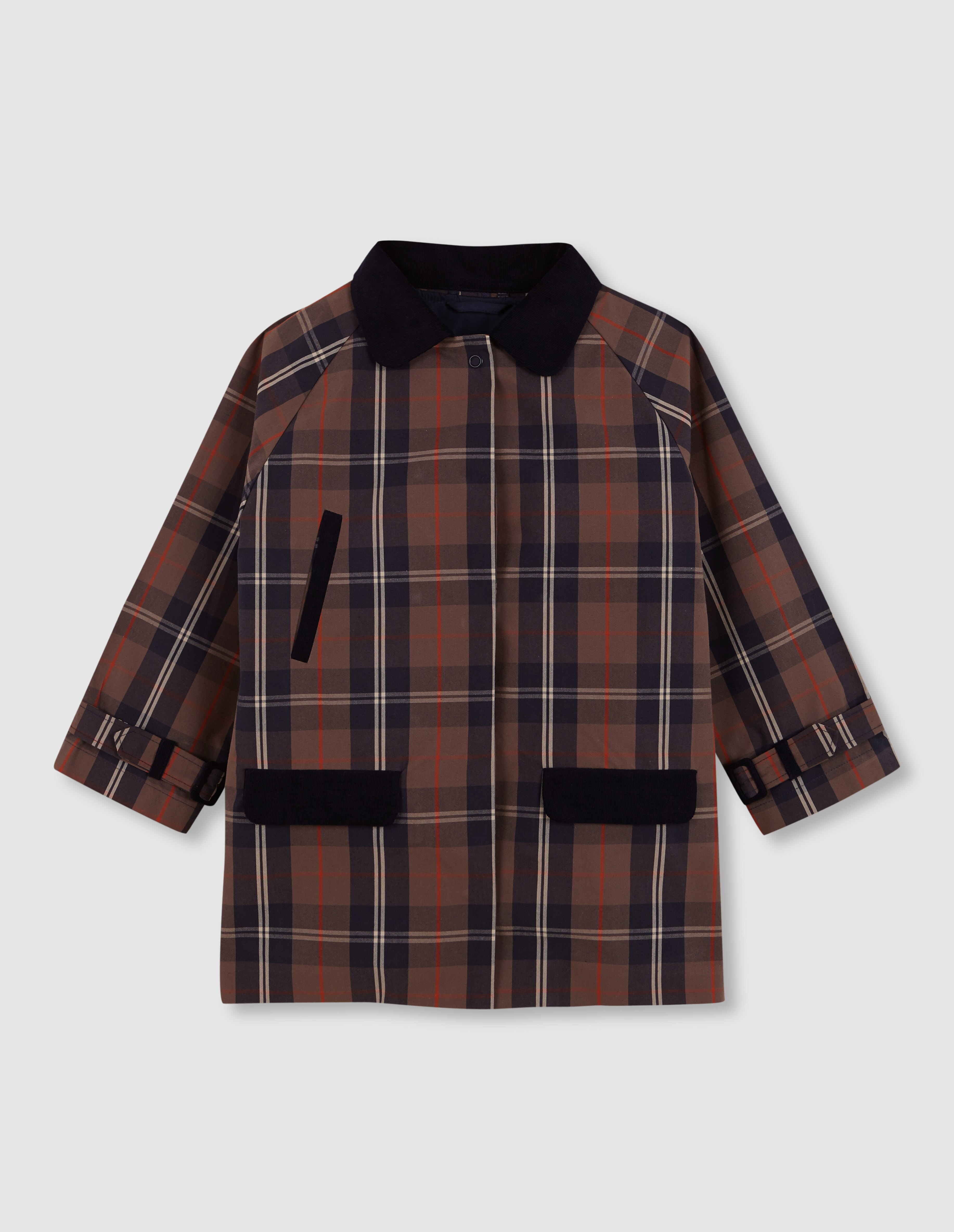 Chaquetón de niña de cuadros con chaleco interior extraible