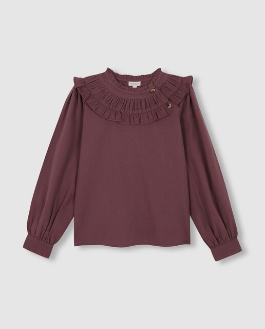 Imagen 0 de Camisa de niña cuello volante morado