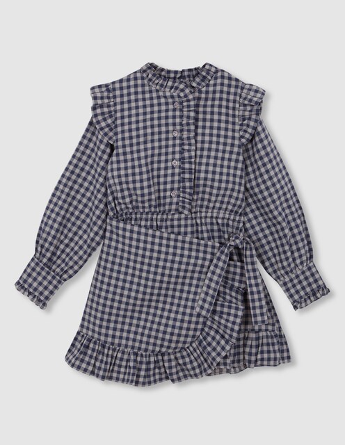 Imagen 0 de Vestido de niña de cuadro vichy azul