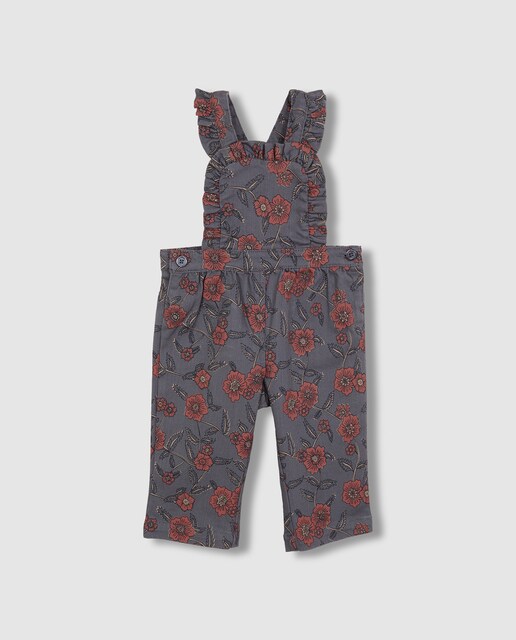 Imagen 0 de Pantalón de bebé niña con estampado floral y tirantes