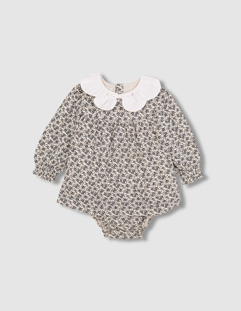 Imagen 0 de Vestido de bebé de flores con cuello de gasa