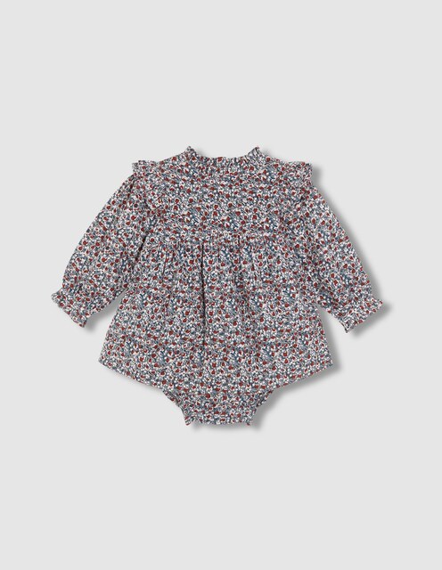 Imagen 0 de Vestido de bebé estampado de flores con volantes