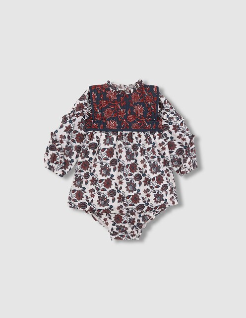 Imagen 0 de Vestido de bebé estampado con chaleco incorporado