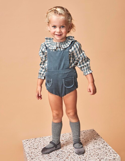 Body Para Bebé Gocco - Cuadros Vichy Azul Y Fresa Oscuro, Camiseta Body De Algodón Cómodo