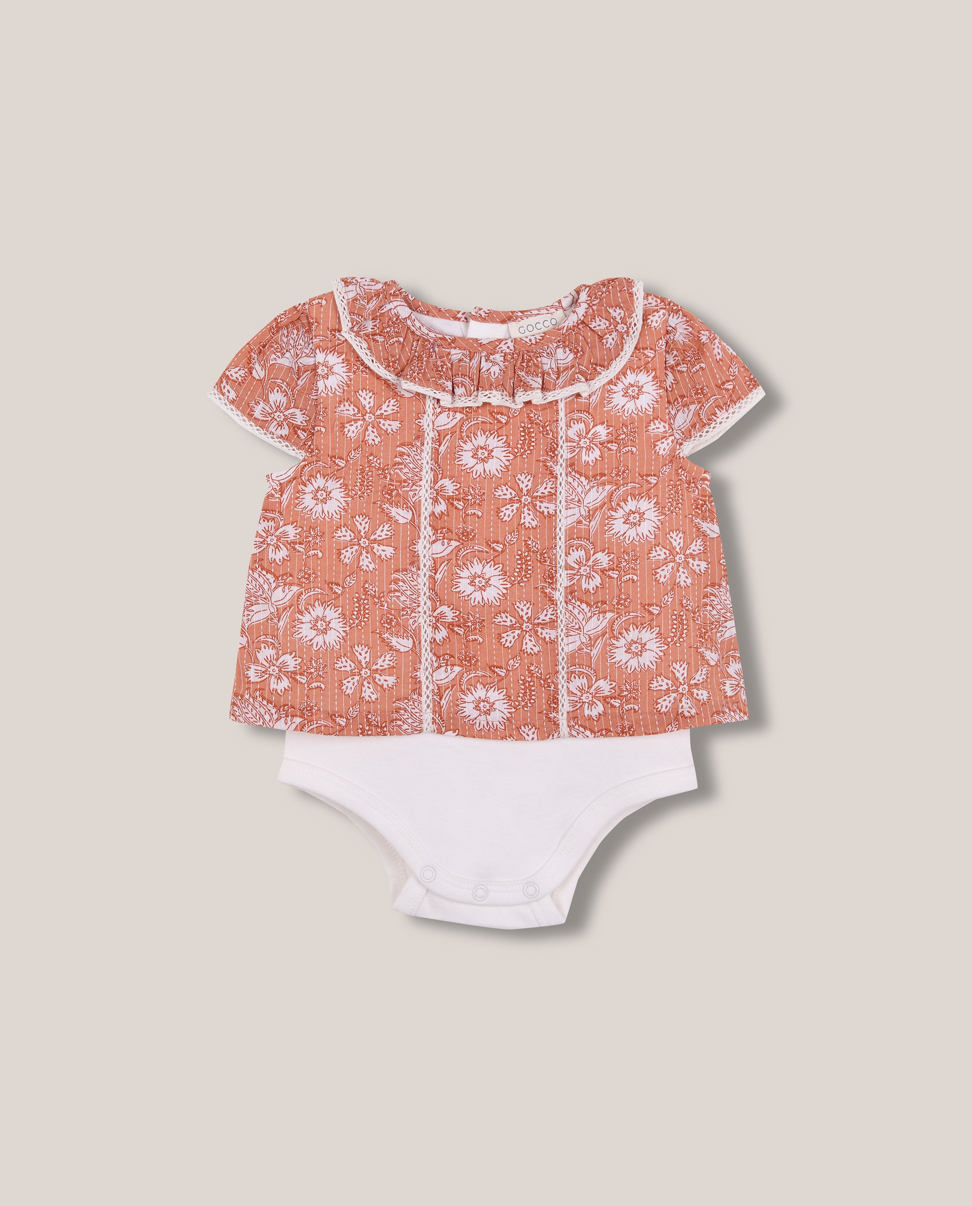 Imagen 0 de Blusa de bebé con flor india Rosa