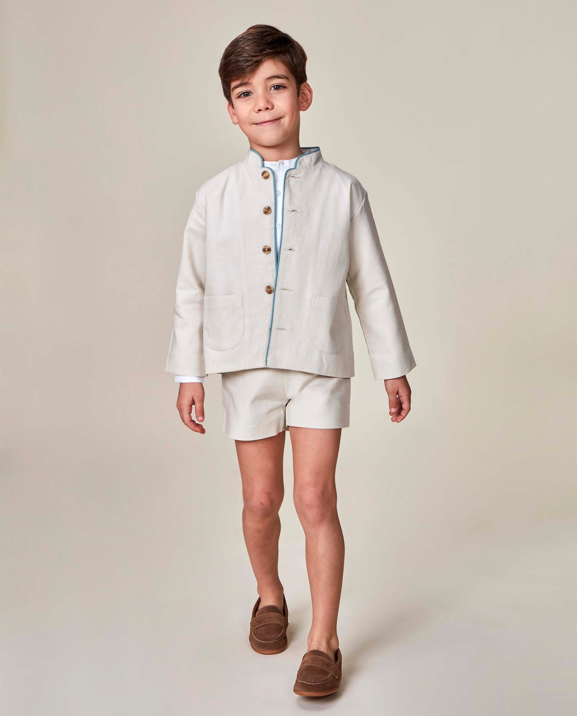 Imagen 0 de Chaqueta de niño de lino Beige