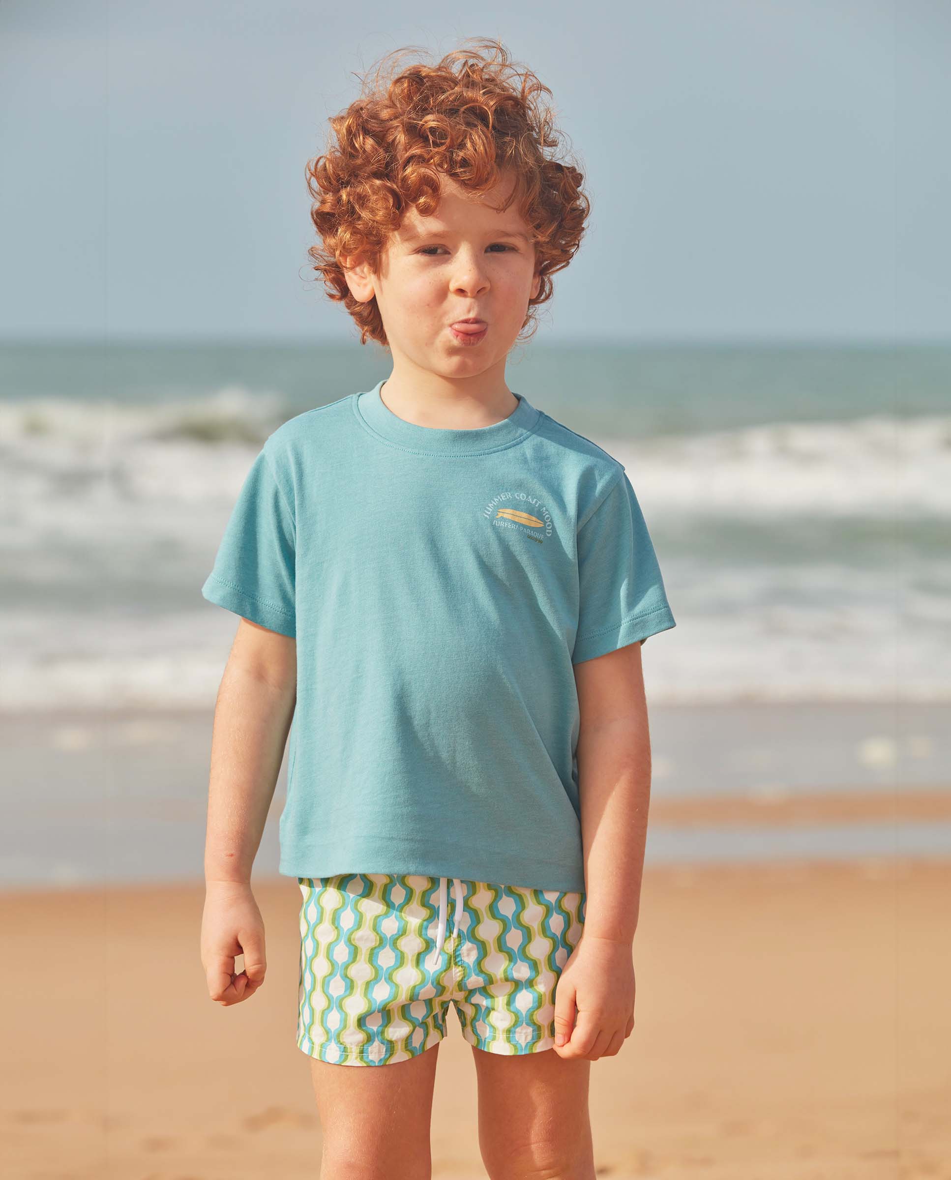 Bañador de niño estampado geométrico - Gocco - Azul / Verde Azul / Verde-2