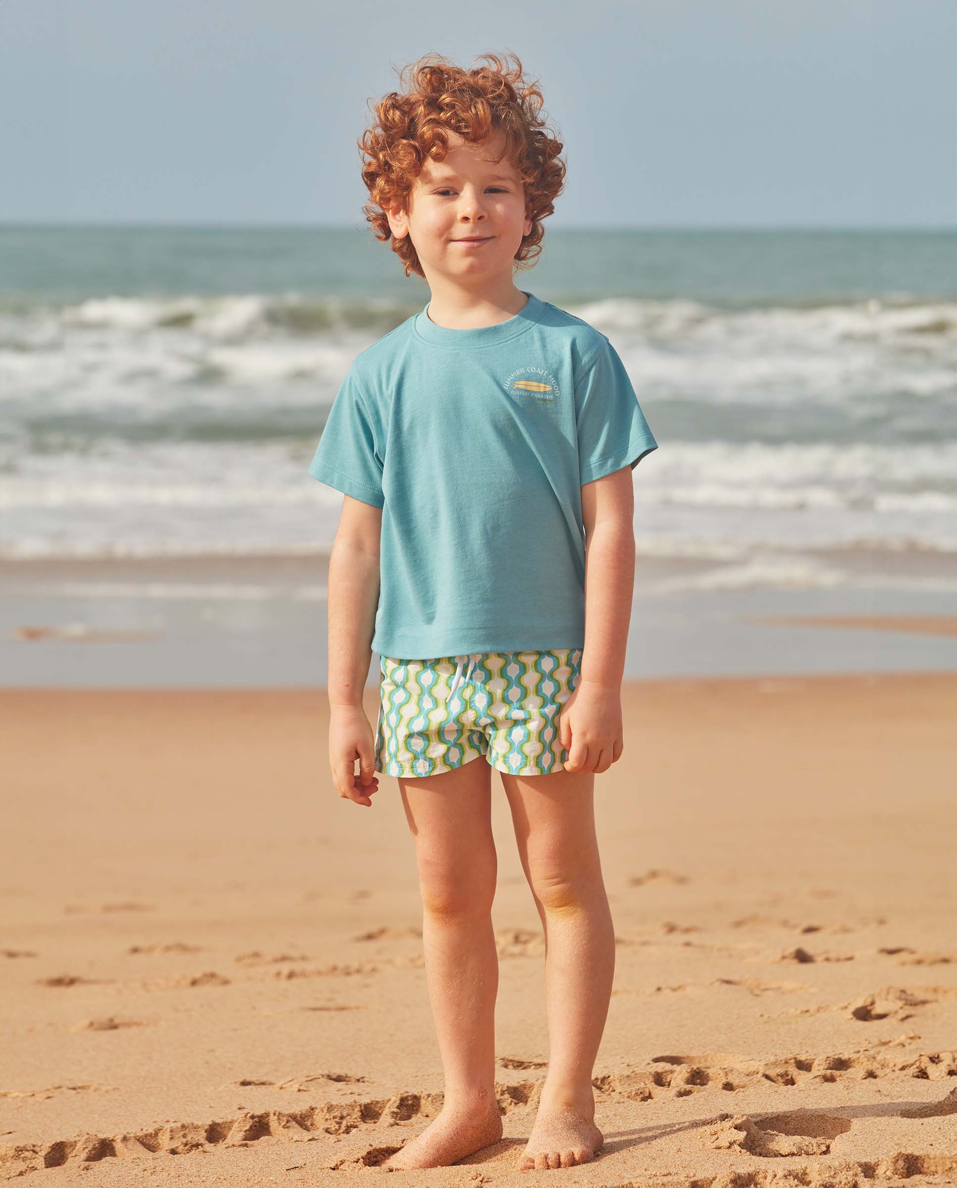 Bañador de niño estampado geométrico - Gocco - Azul / Verde Azul / Verde-3