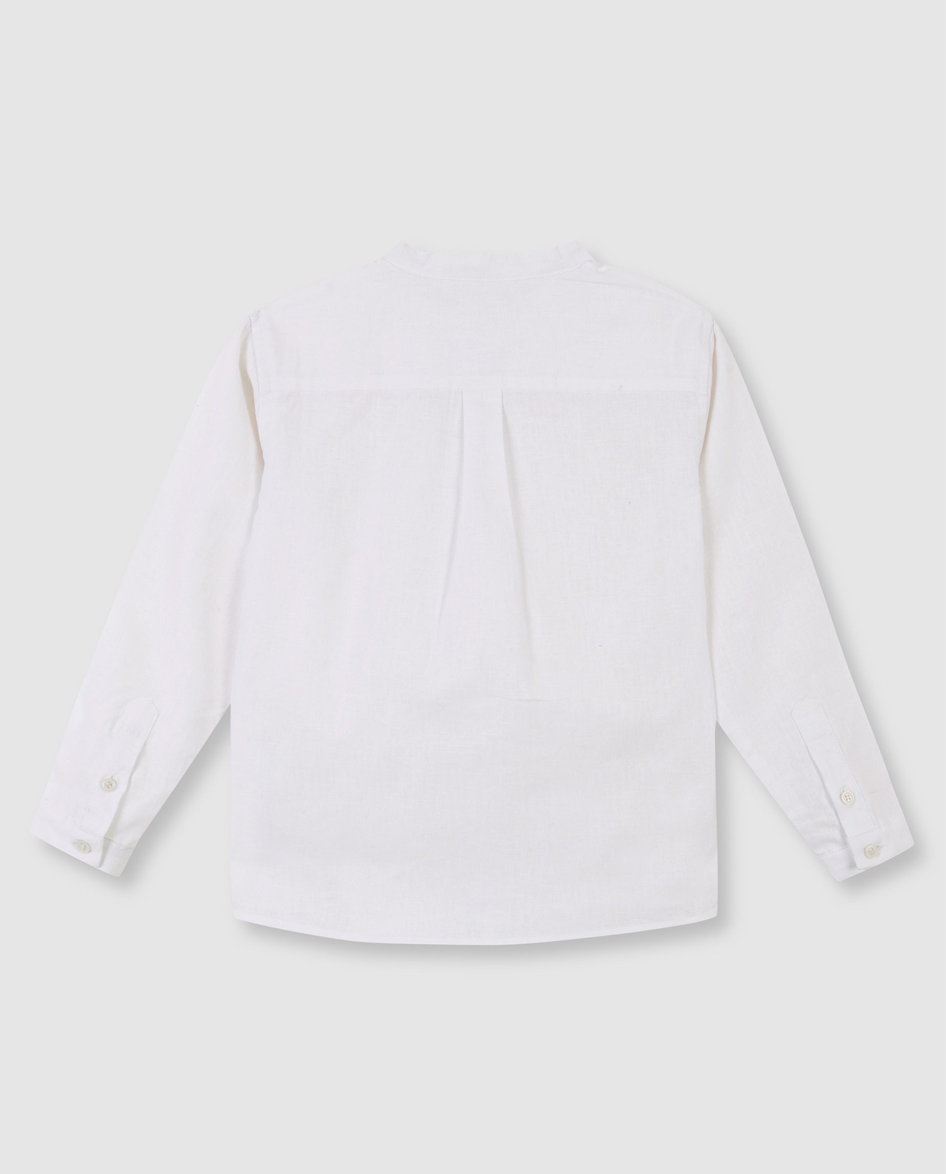 Camisa de niño cuello mao lisa de lino - Gocco - Blanco Blanco-5