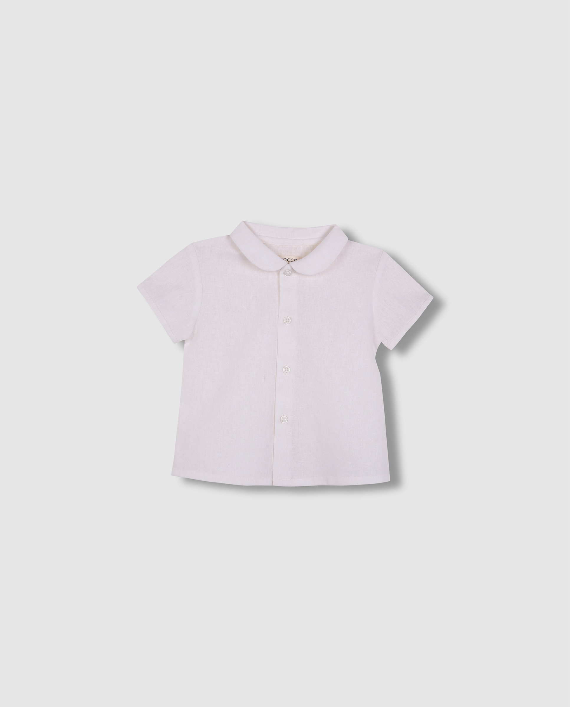 Imagen 0 de Camisa de bebé con manga corta de lino Blanco roto