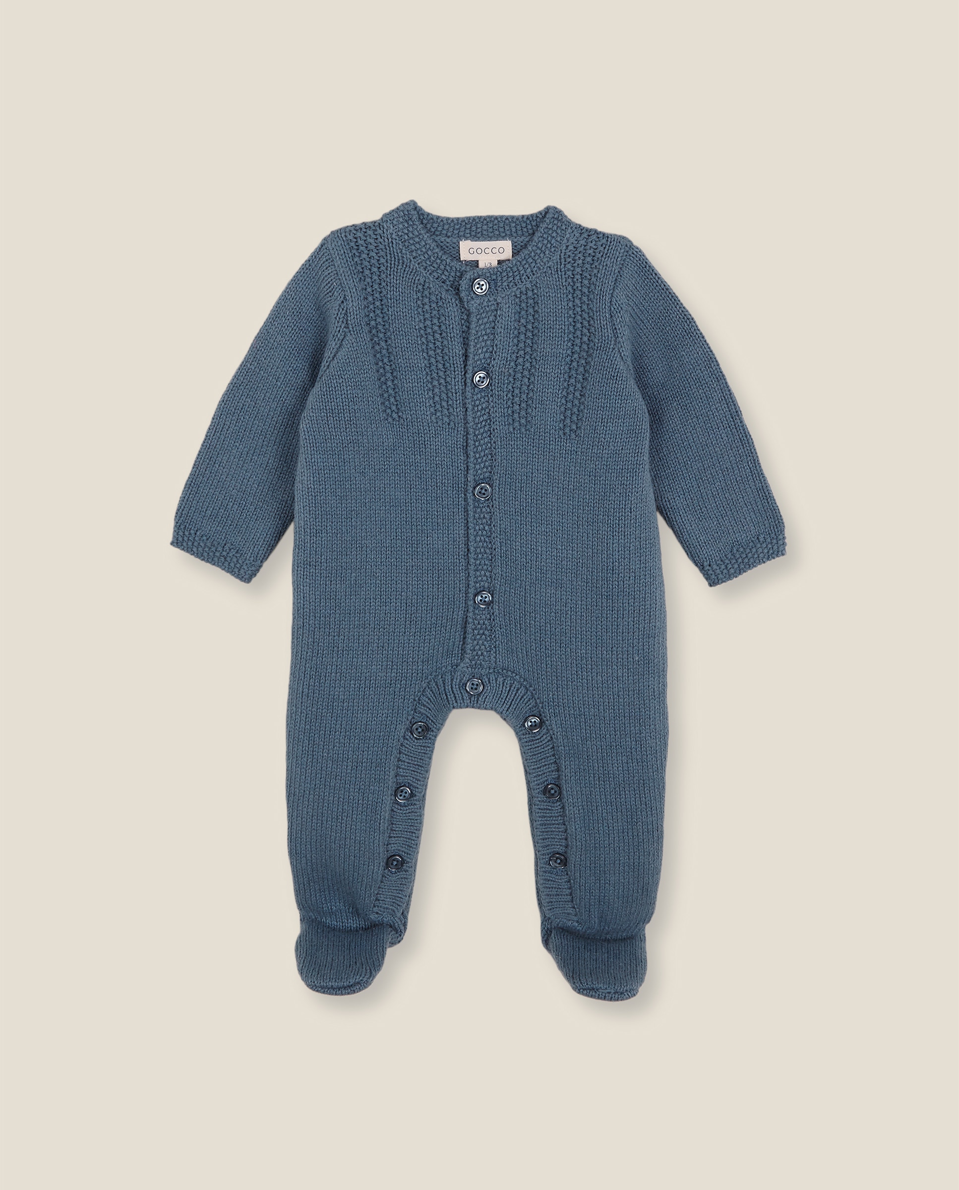 Imagen 1 de Pelele de bebé de punto con cuello caja - Gocco - Azul Azul