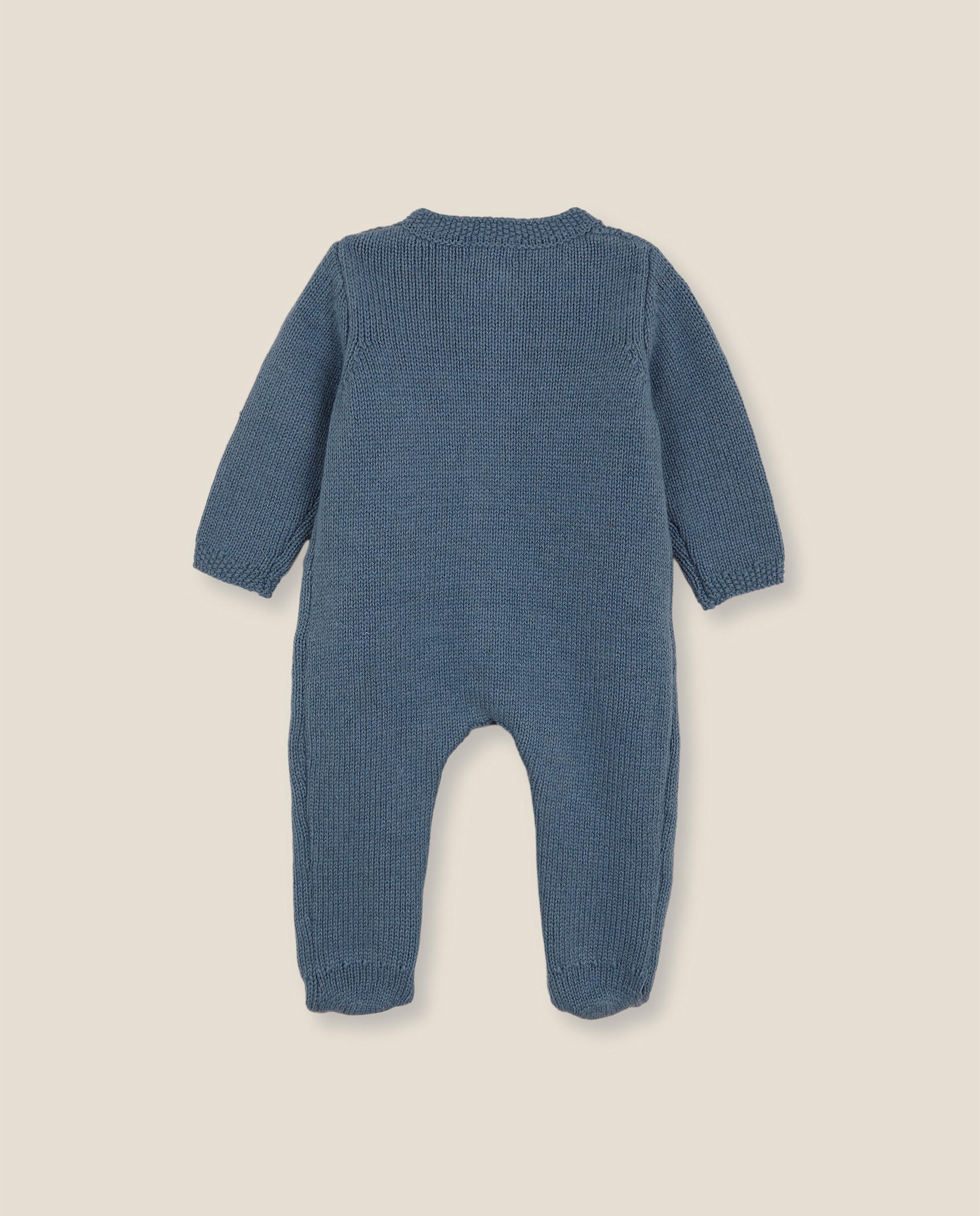 Imagen 4 de Pelele de bebé de punto con cuello caja - Gocco - Azul Azul