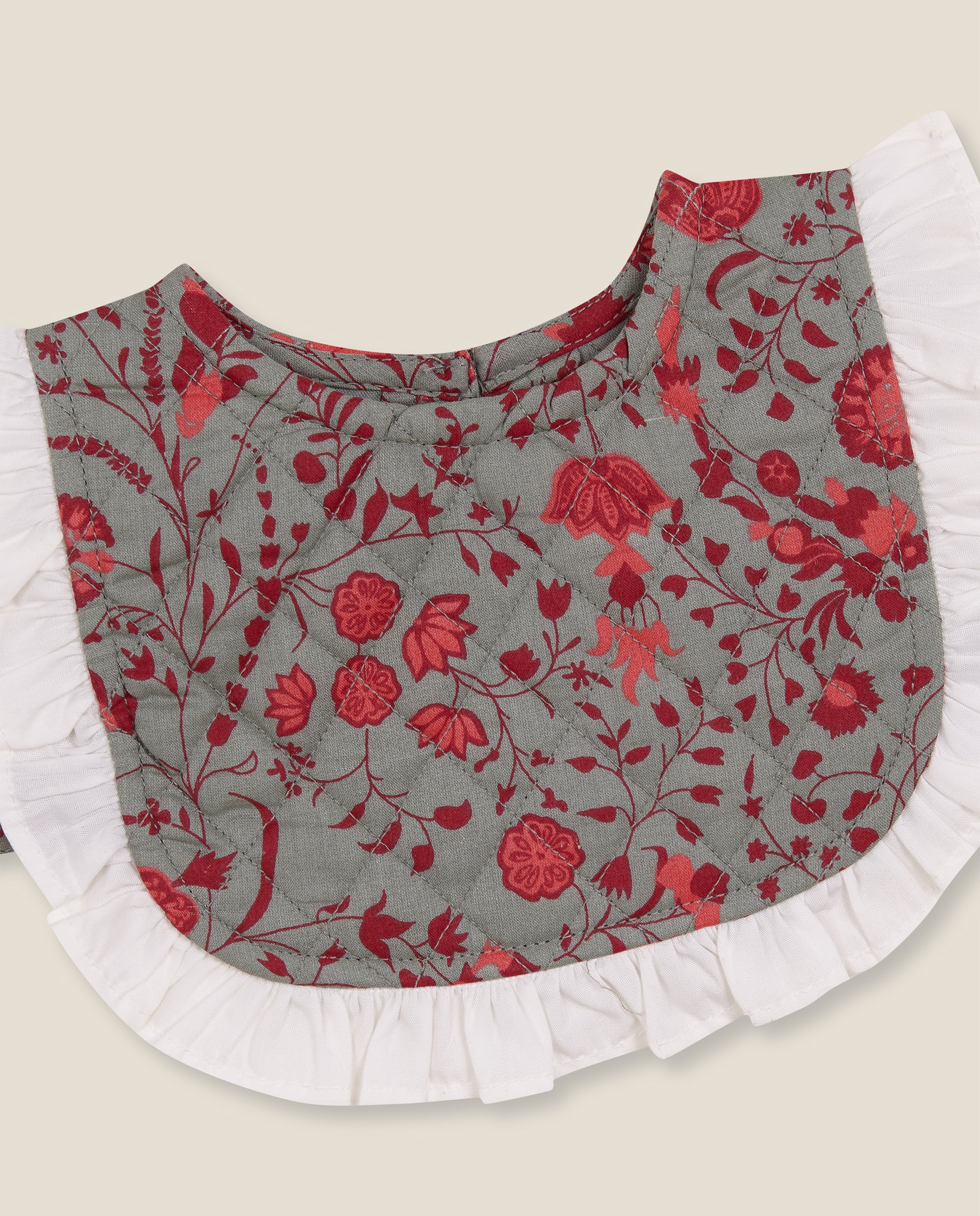 Babero de bebé acolchado con estampado floral - Gocco - Verde Verde-3