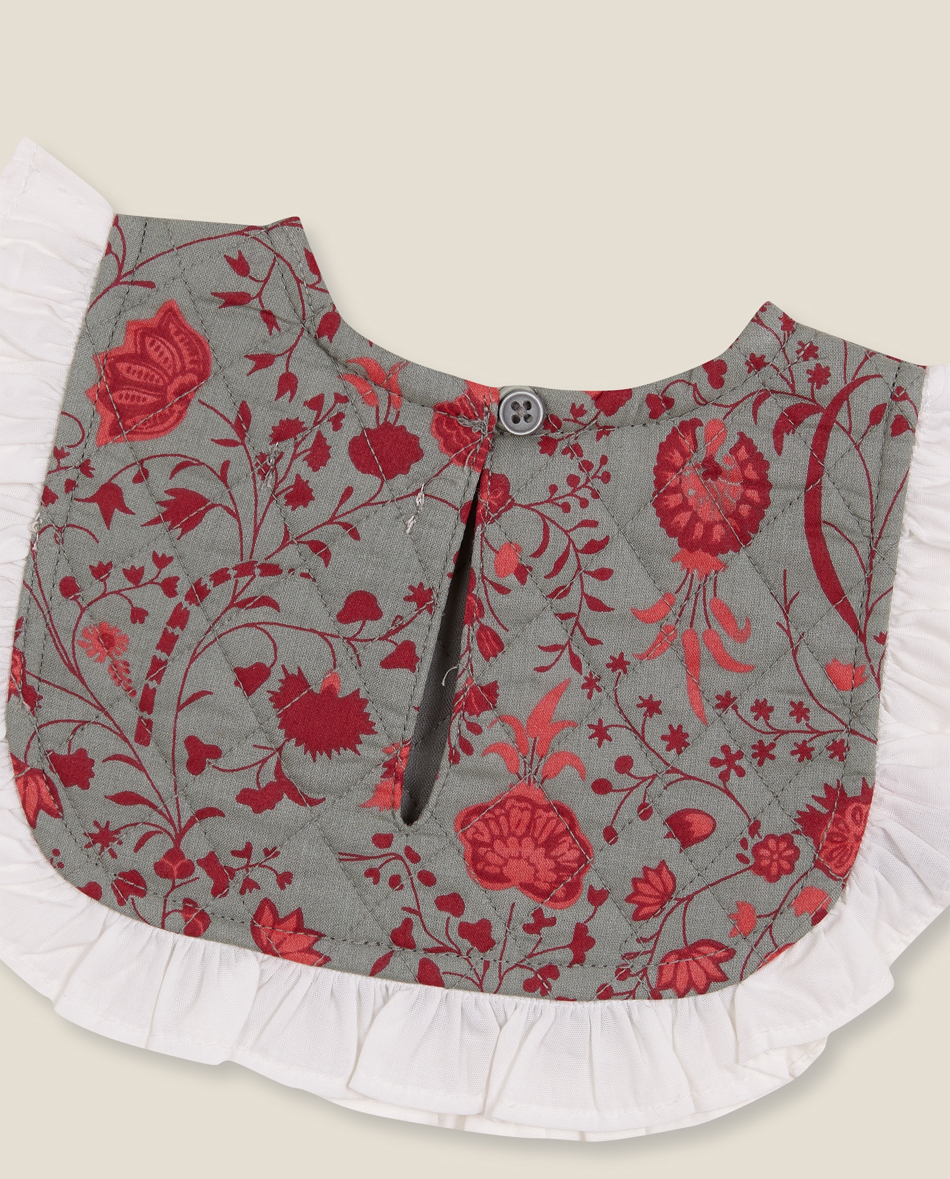 Babero de bebé acolchado con estampado floral - Gocco - Verde Verde-5