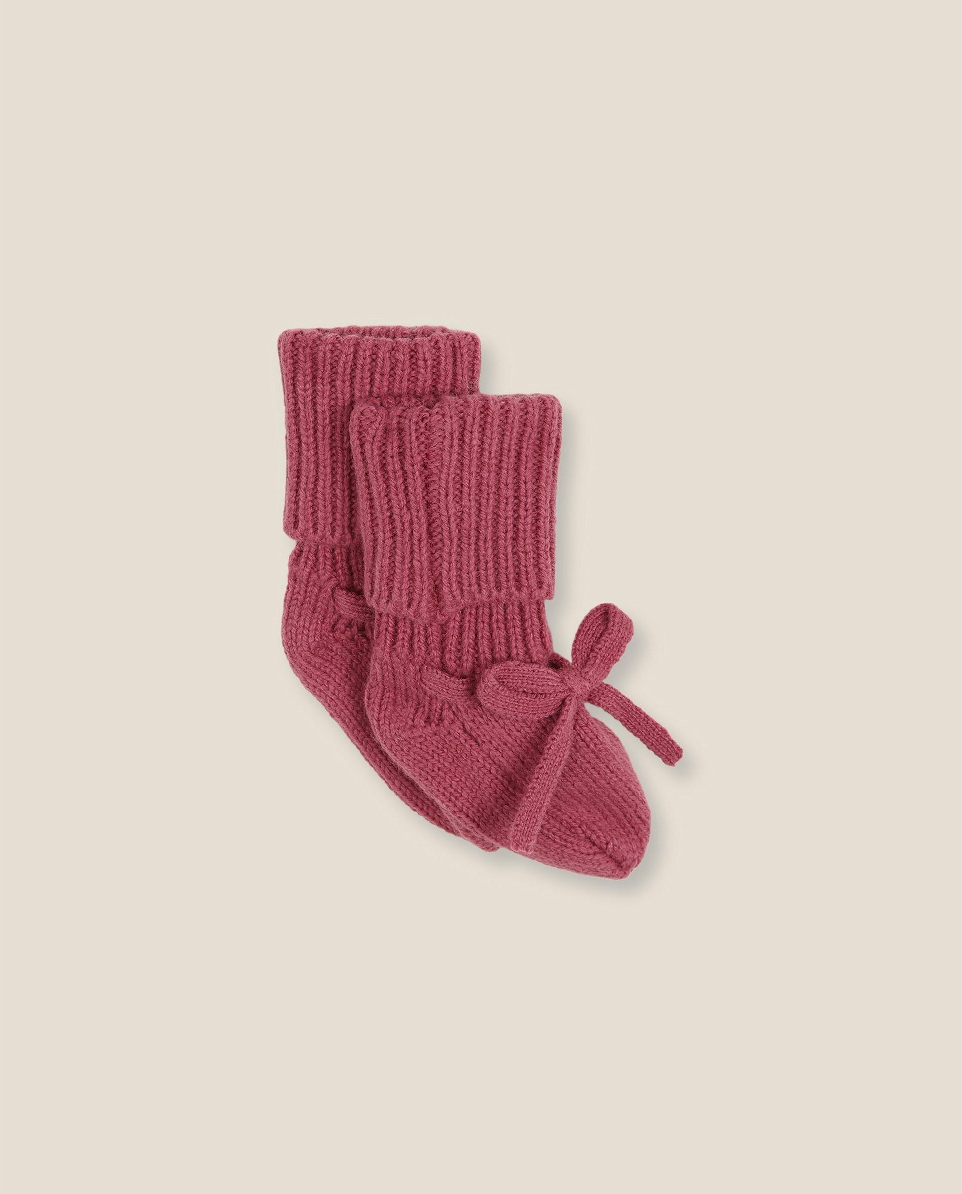 Imagen 1 de Patucos altos de bebé con vuelta y lazo Rosa