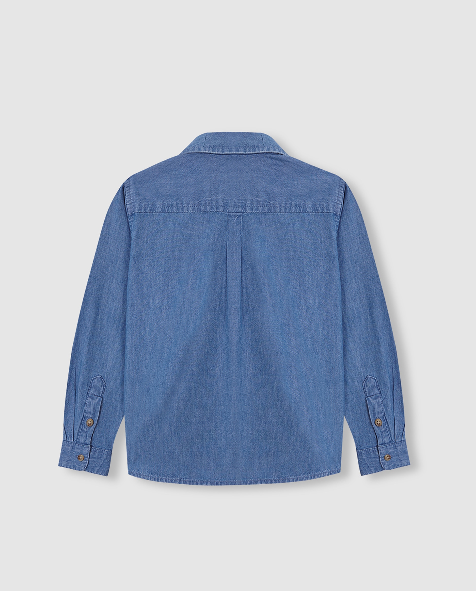 Imagen 5 de Camisa vaquera de niño con tapeta corta y canesú - Gocco - Azul índigo Azul índigo