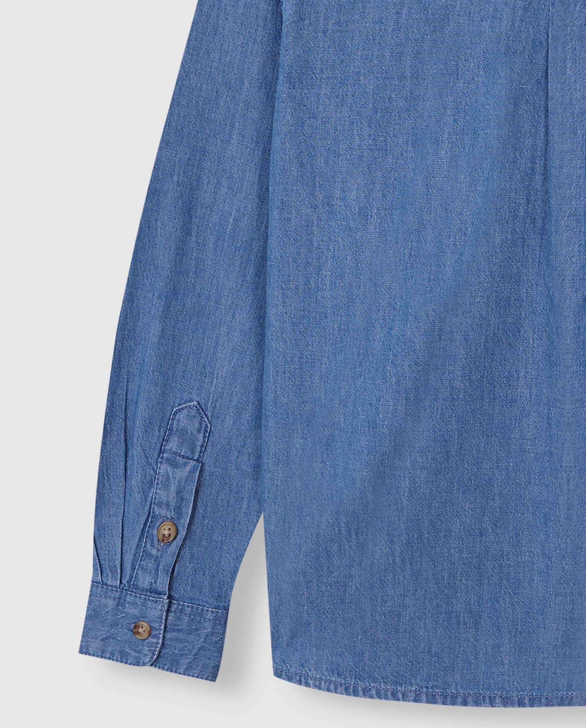 Imagen 6 de Camisa vaquera de niño con tapeta corta y canesú - Gocco - Azul índigo Azul índigo