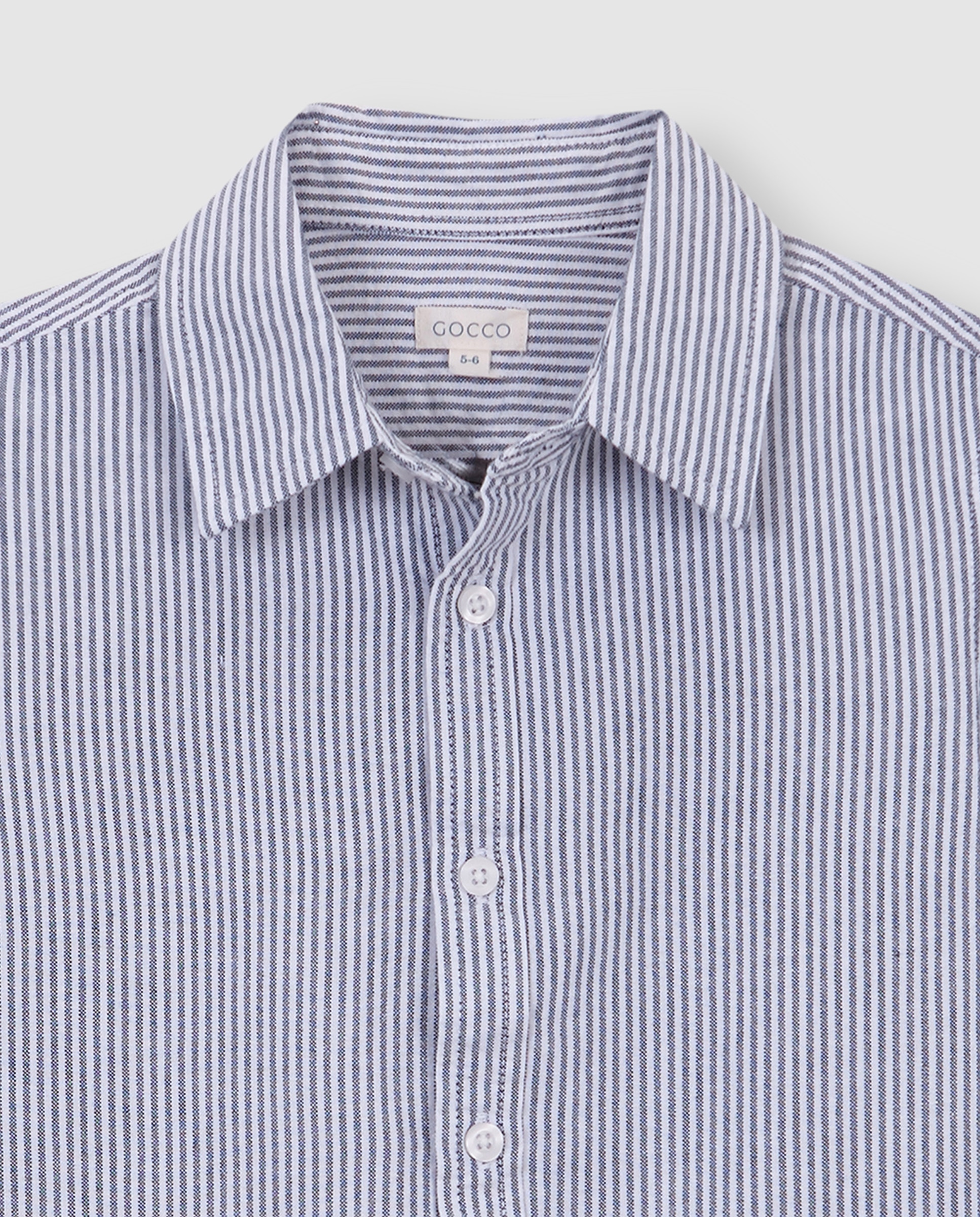 Camisa oxford de niño de rayas para eventos - Gocco - Azul Azul-2
