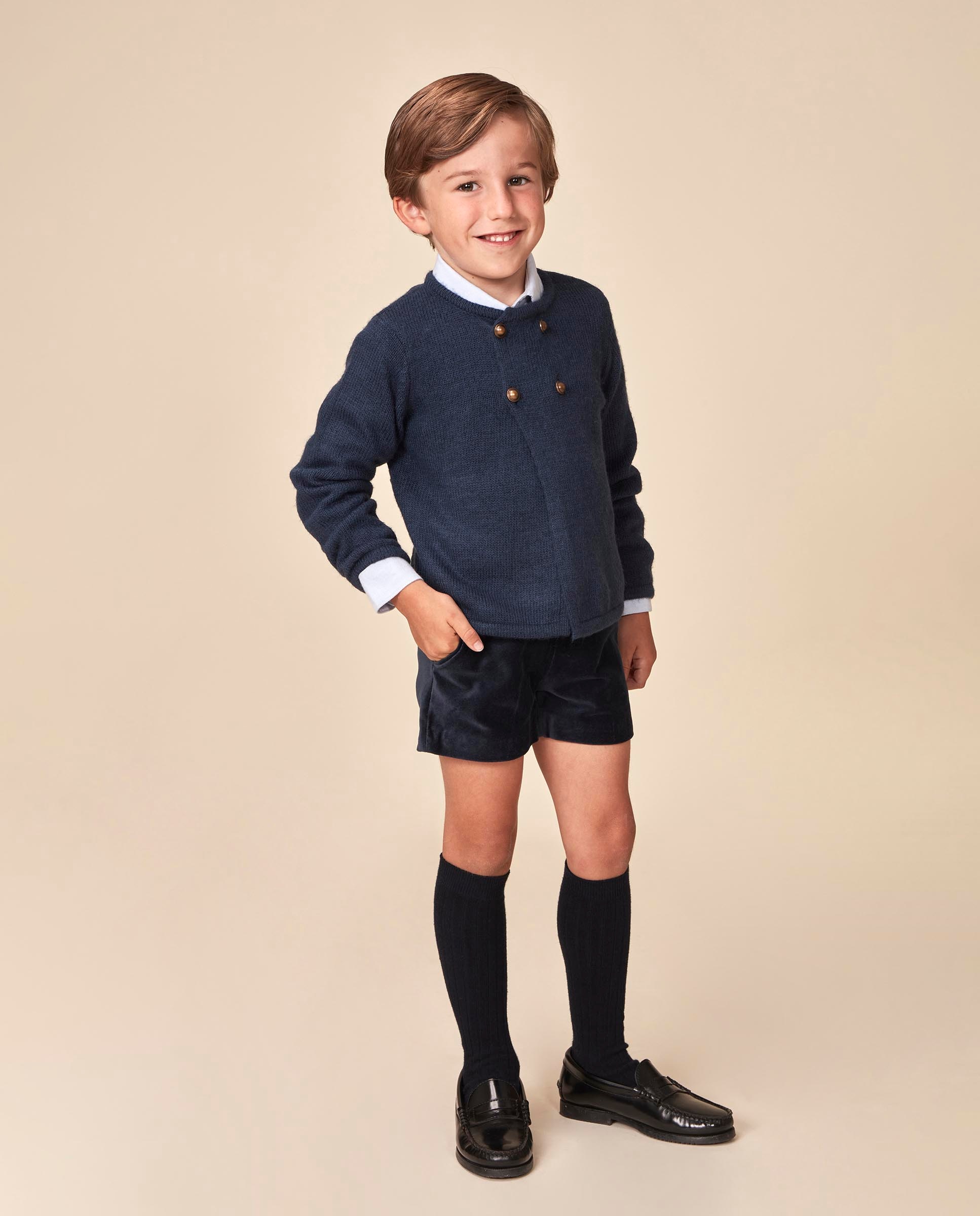 Imagen 2 de Chaqueta cruzada de niño de punto - Gocco - Azul oscuro Azul oscuro