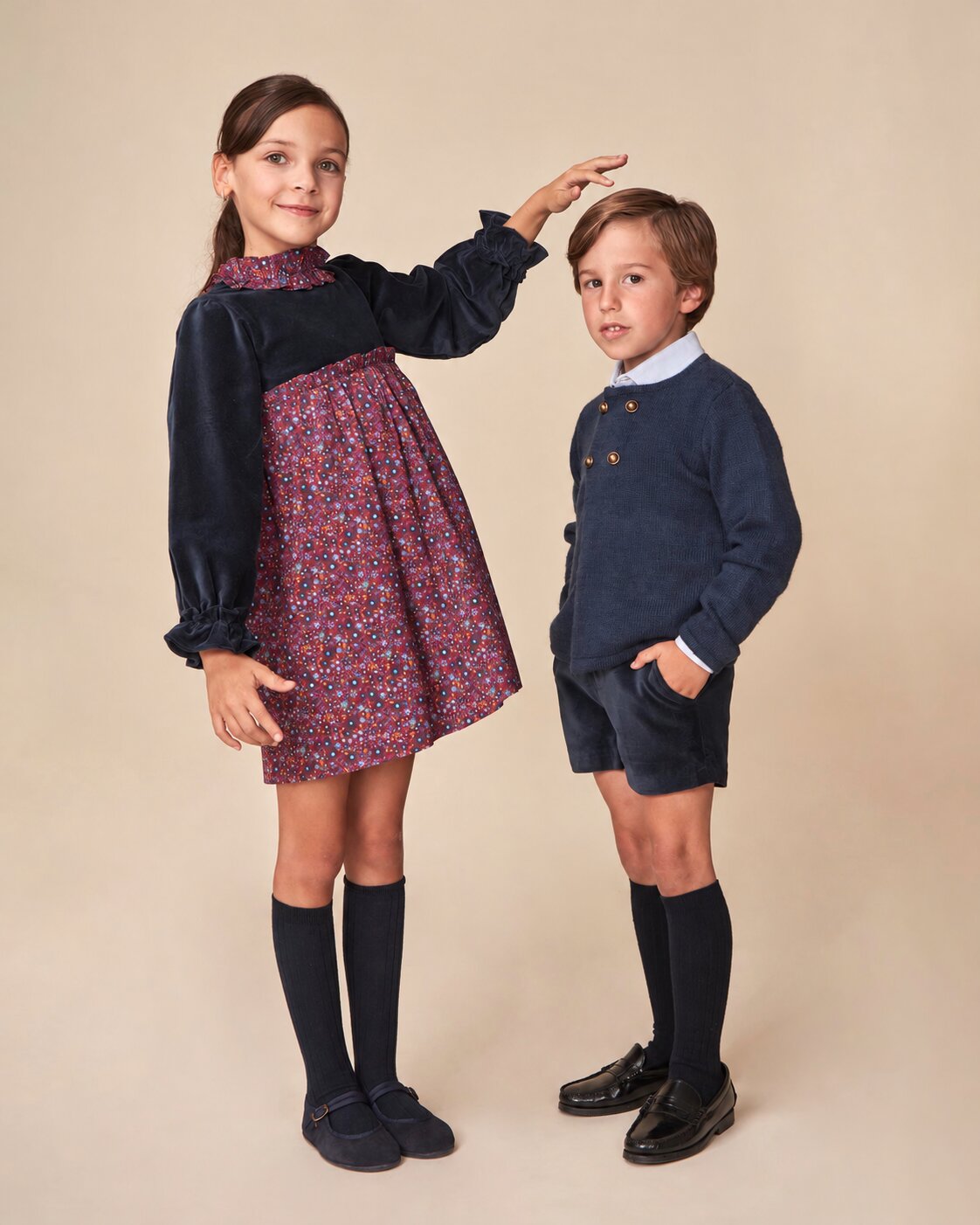 Imagen 3 de Chaqueta cruzada de niño de punto - Gocco - Azul oscuro Azul oscuro