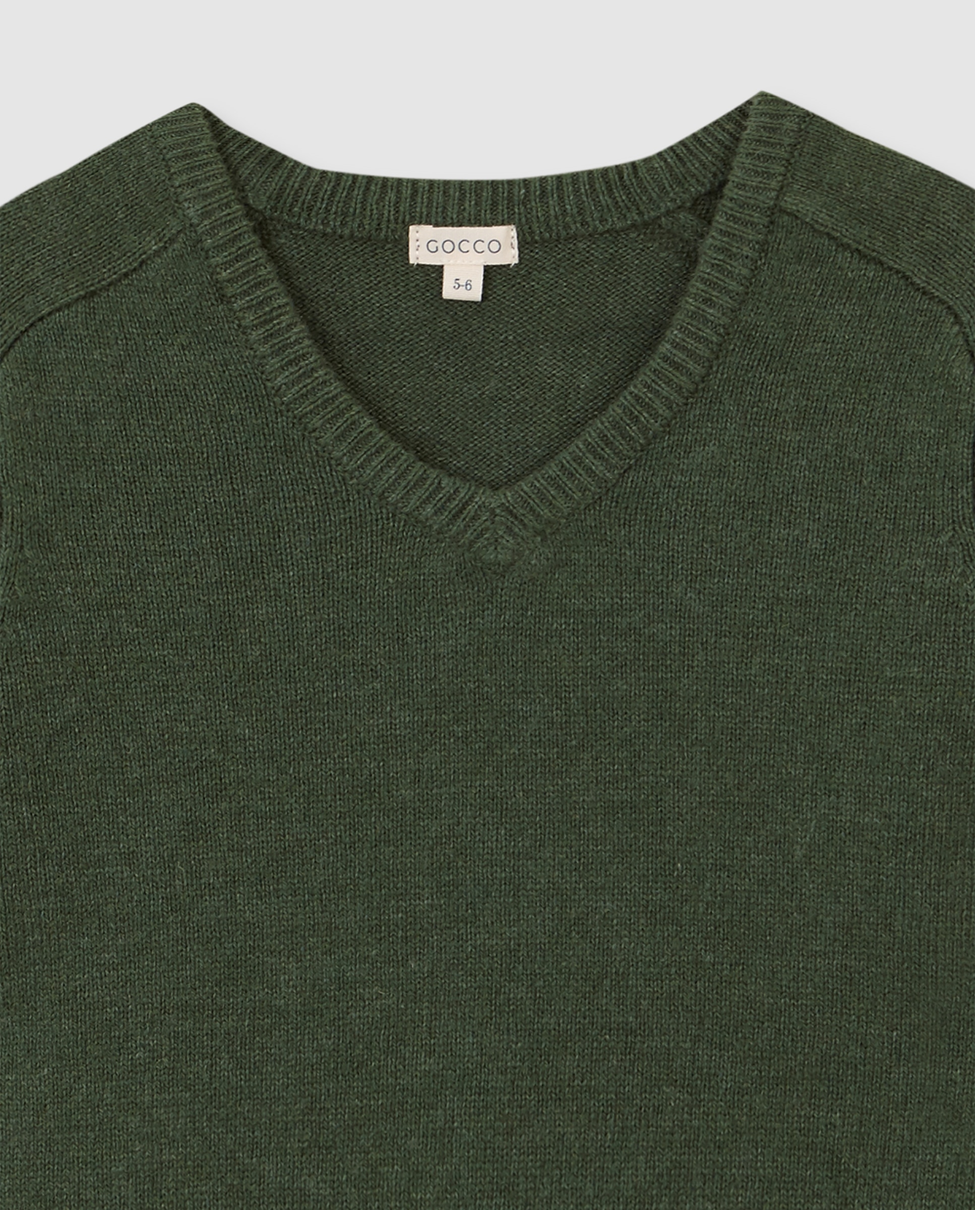 Imagen 5 de Jersey de niño con cuello pico y canalé - Gocco - Verde claro Verde claro