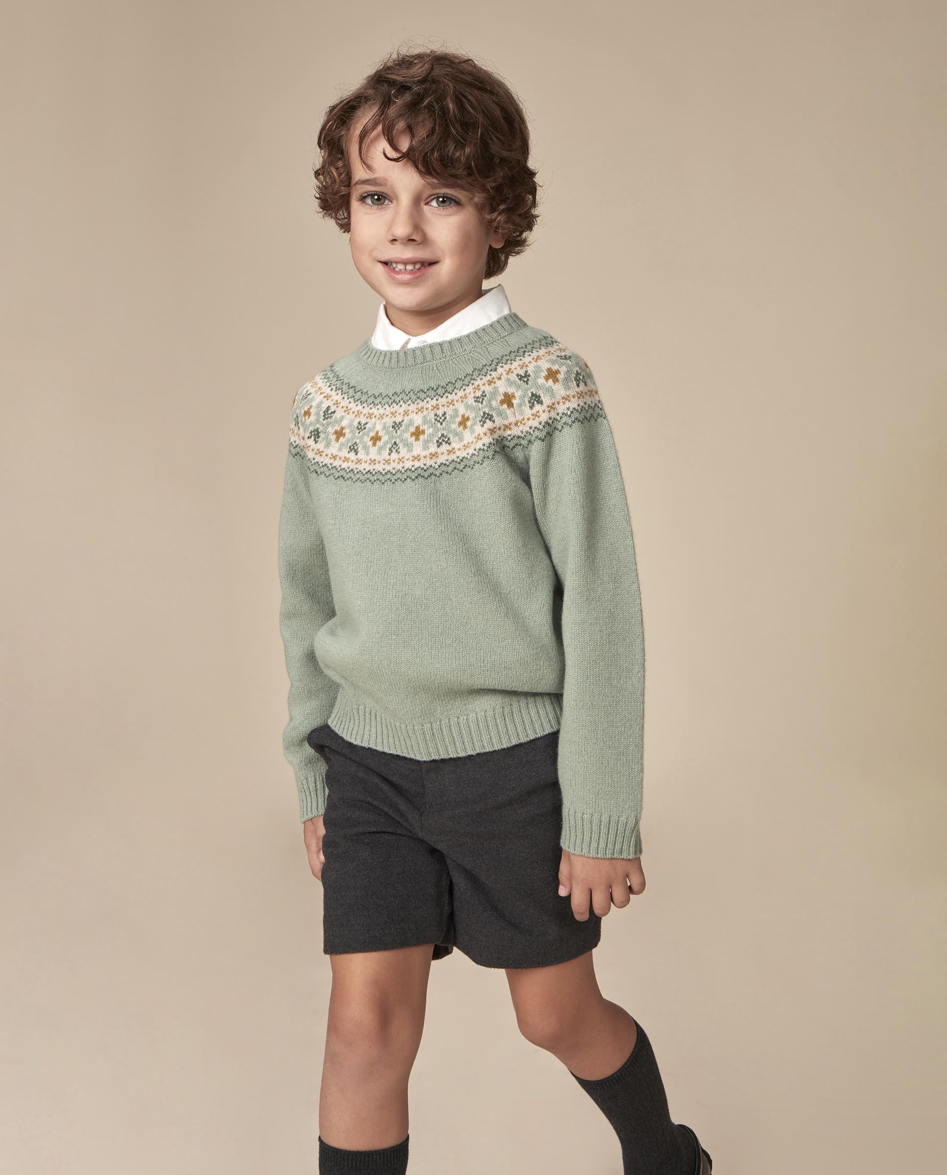 Imagen 1 de Jersey de niño con greca en el cuello - Gocco - Verde Verde