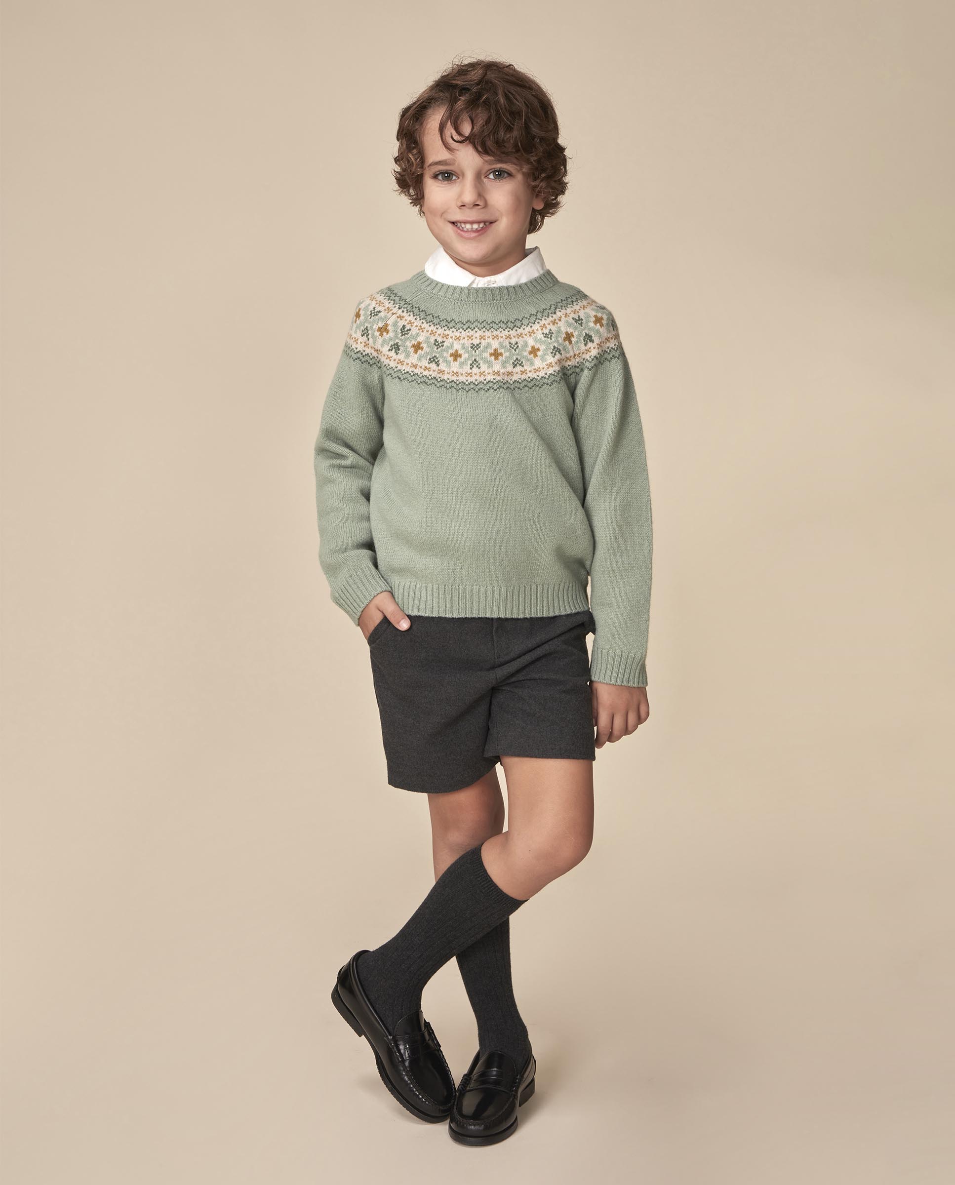 Imagen 2 de Jersey de niño con greca en el cuello - Gocco - Verde Verde