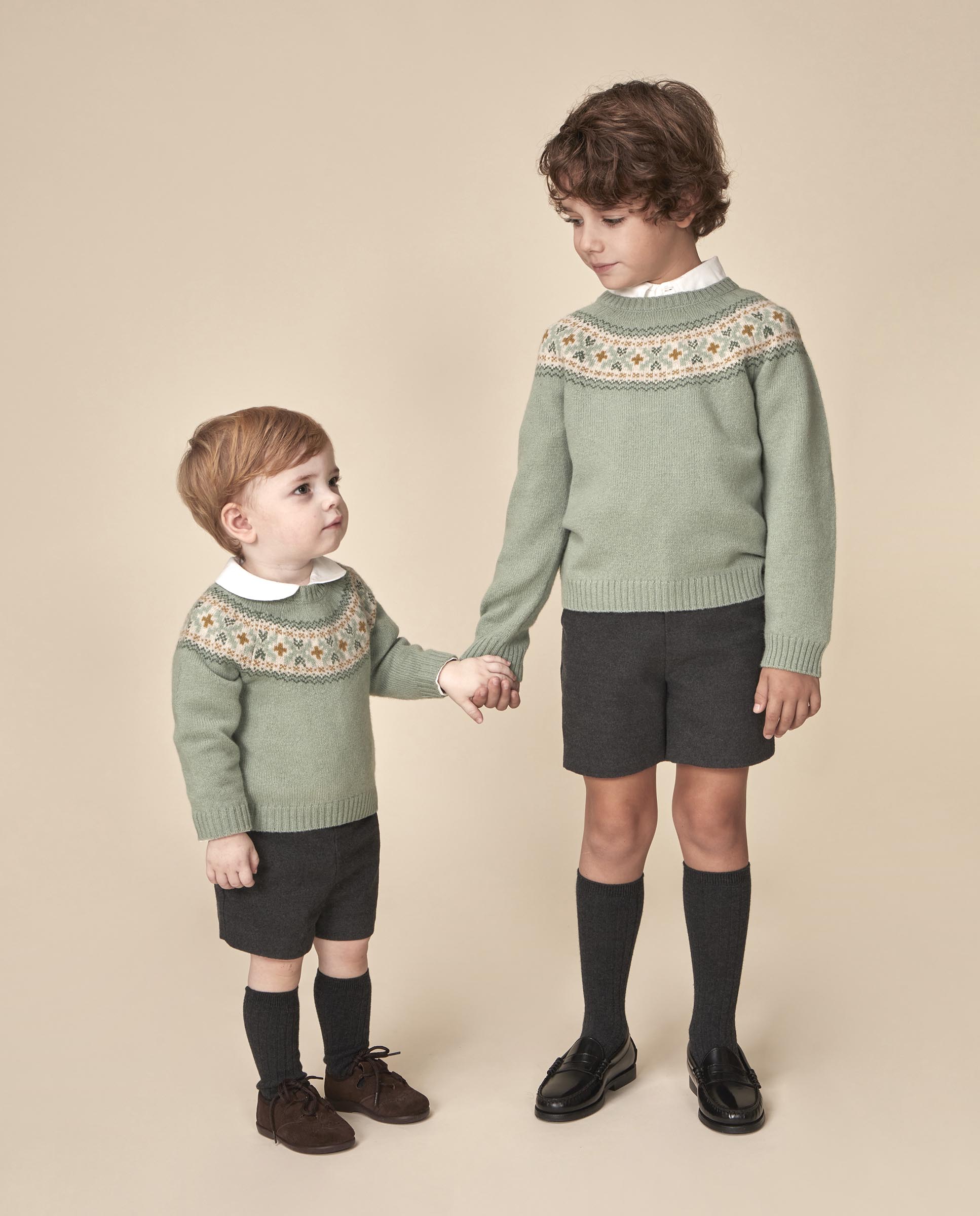 Imagen 3 de Jersey de niño con greca en el cuello - Gocco - Verde Verde