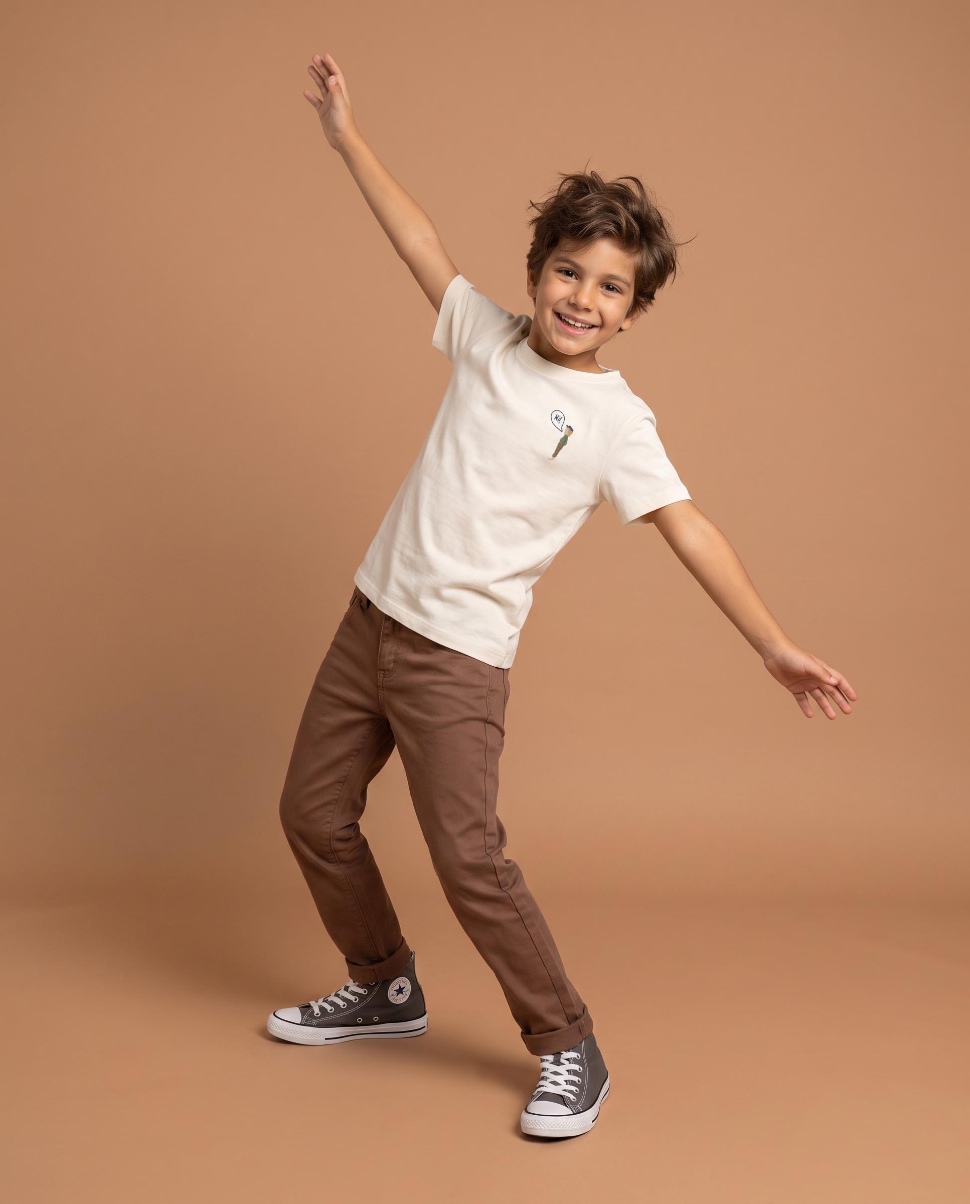 Imagen 2 de Pantalón de niño de cinco bolsillos de sarga - Gocco - Marrón Marrón