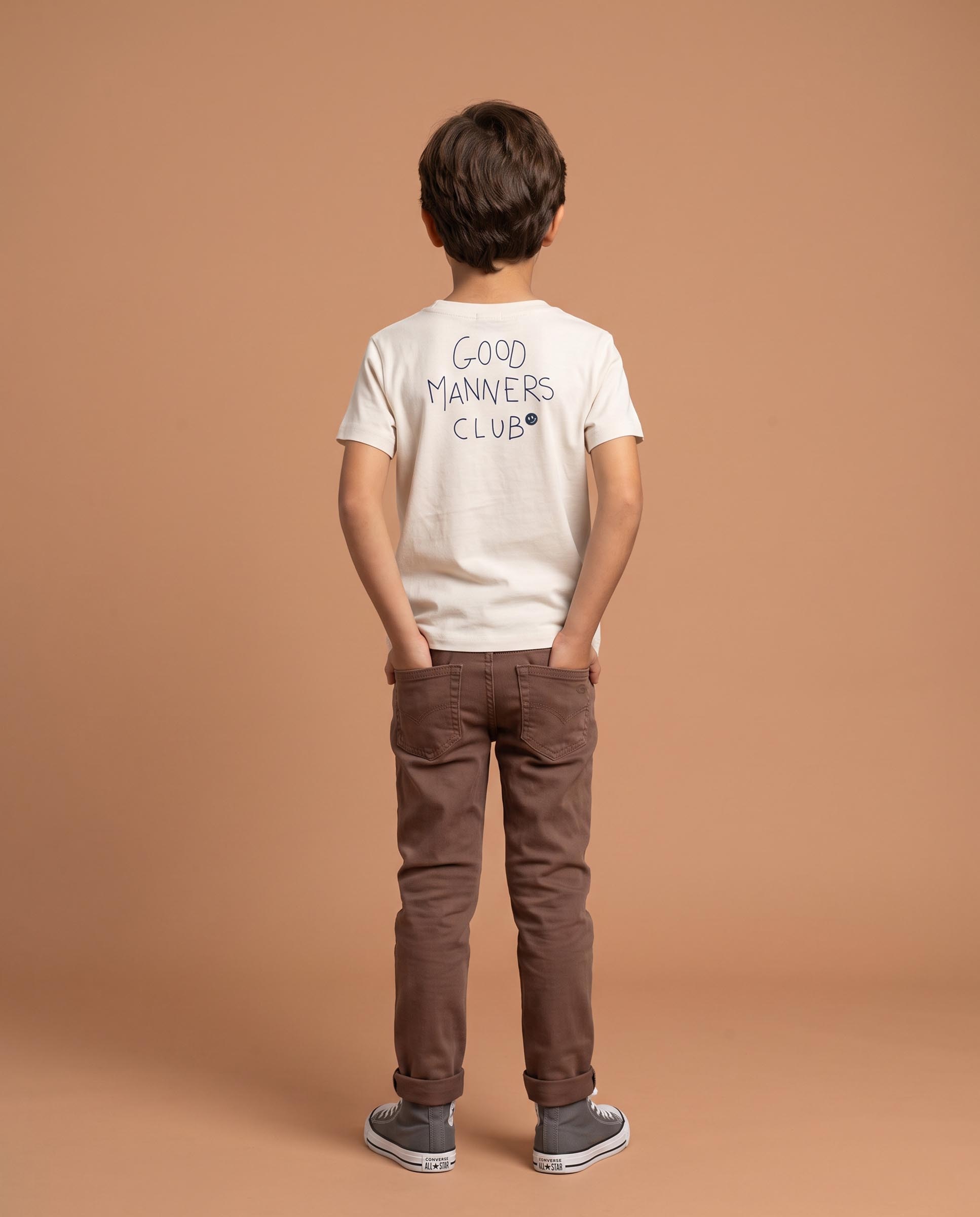 Imagen 3 de Pantalón de niño de cinco bolsillos de sarga - Gocco - Marrón Marrón