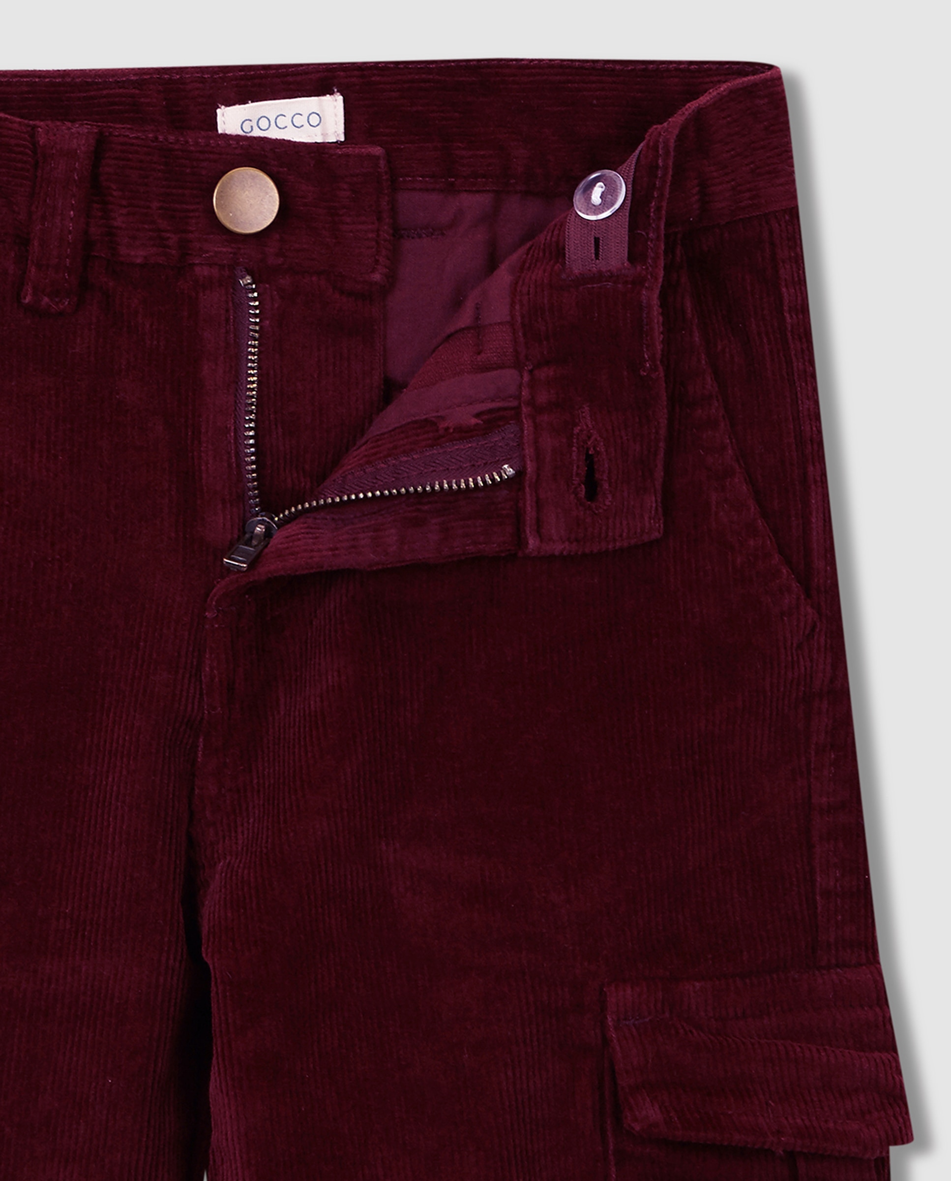Pantalón cargo de niño de pana con bolsillos - Gocco - Rojo Rojo-5