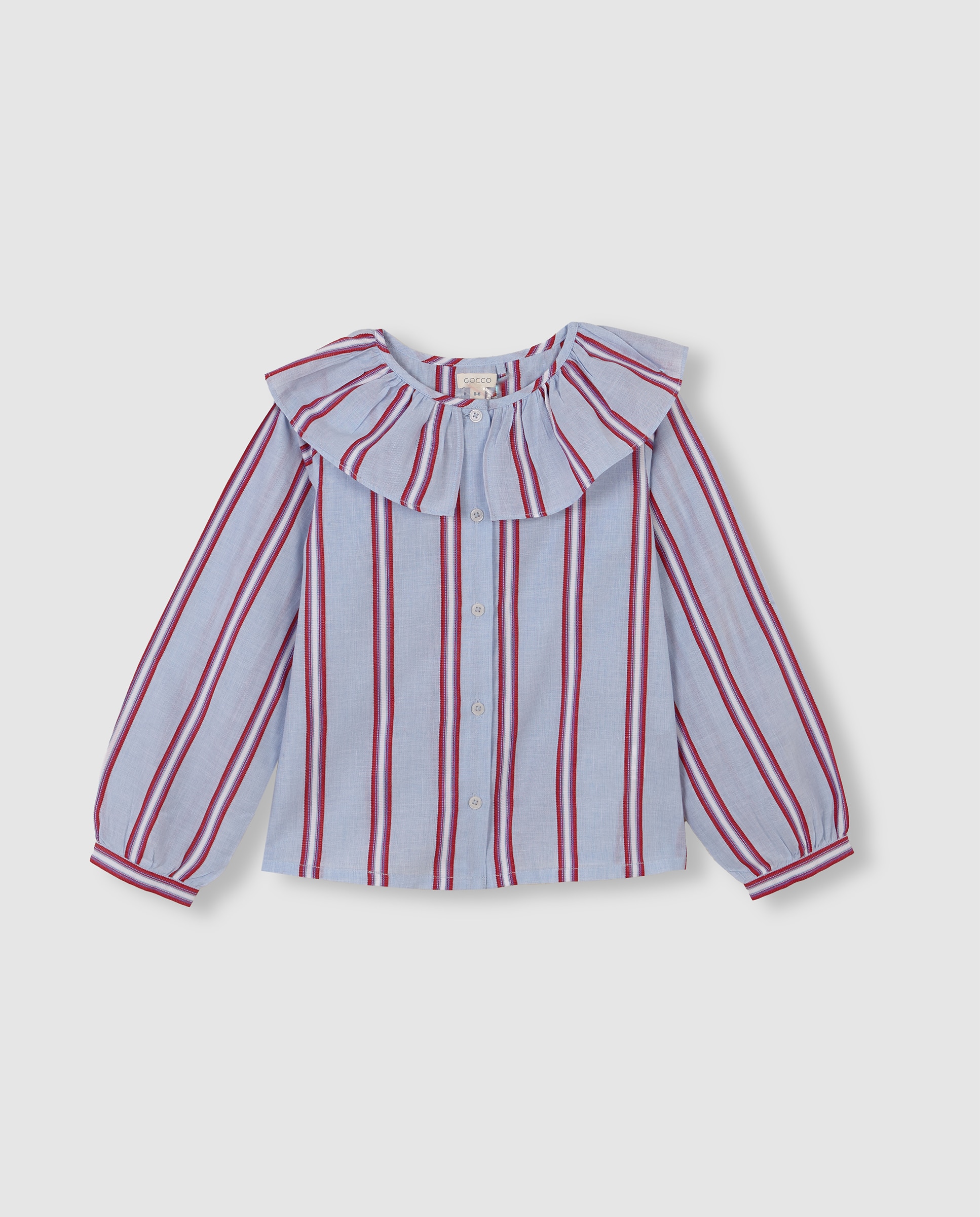 Imagen 1 de Camisa de niña de rayas con cuello grande - Gocco - Rosa Rosa